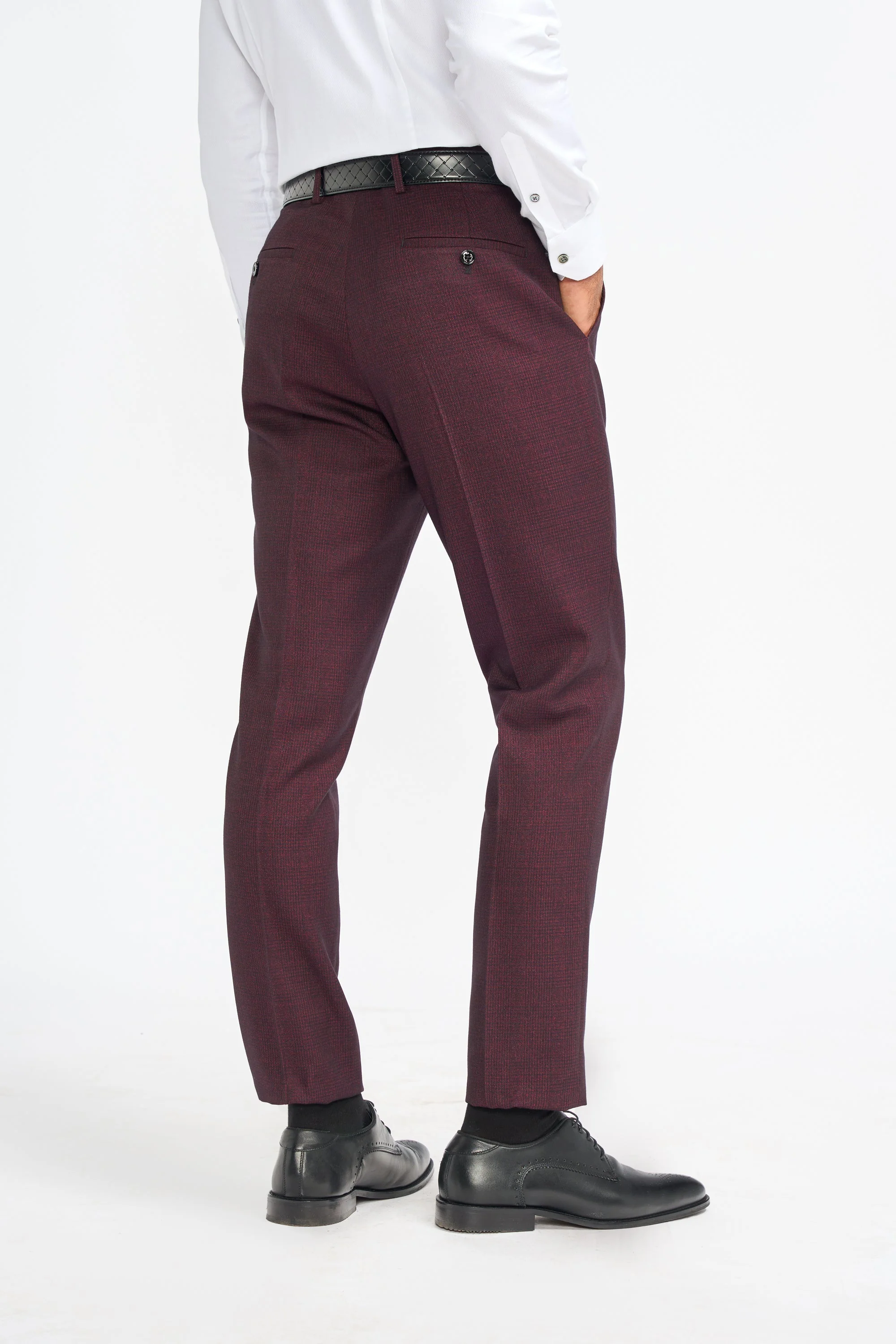 Caridi Wine Regular Check Three Piece Suit thumbnail 8