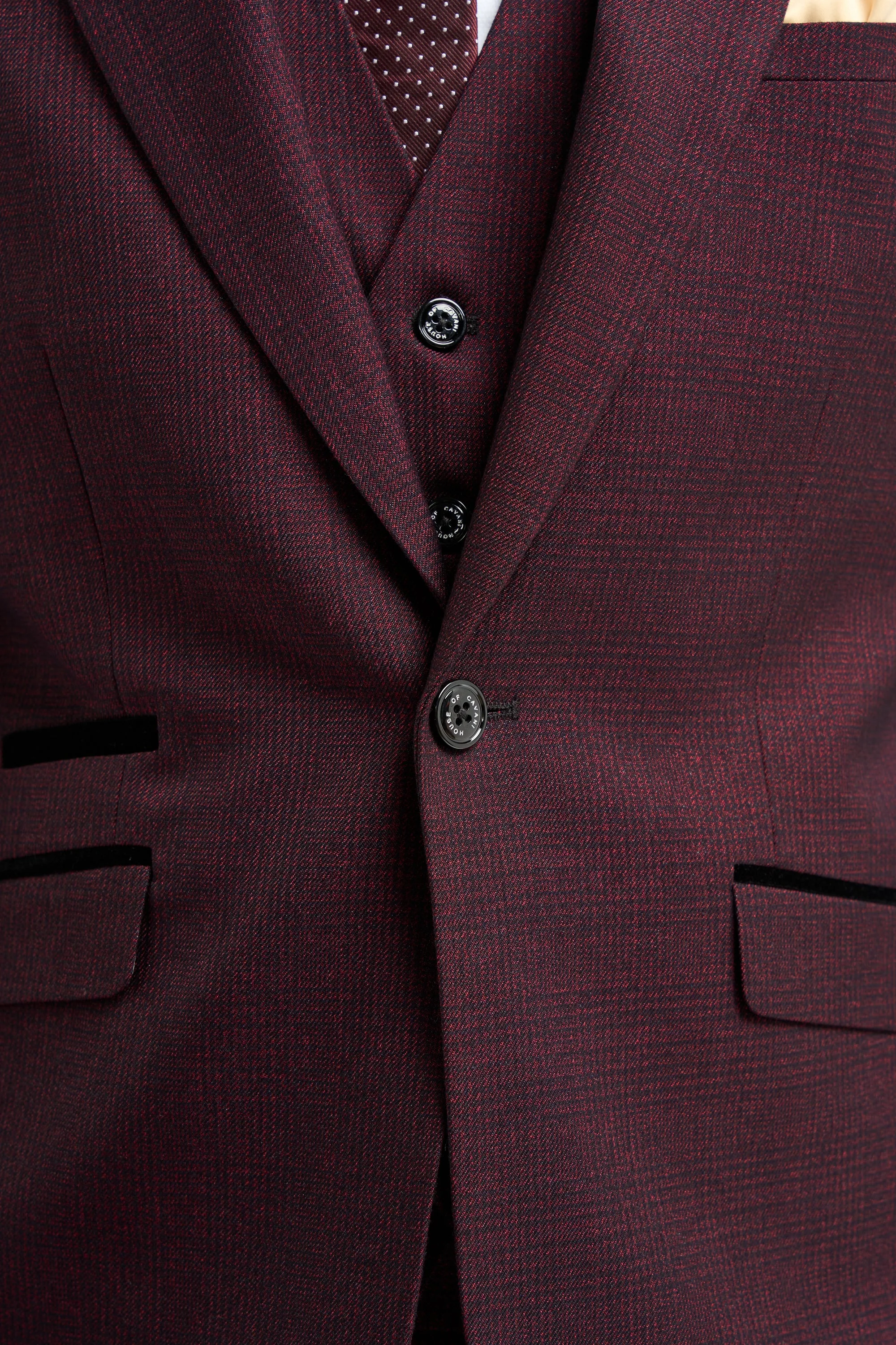Caridi Wine Regular Check Three Piece Suit thumbnail 10