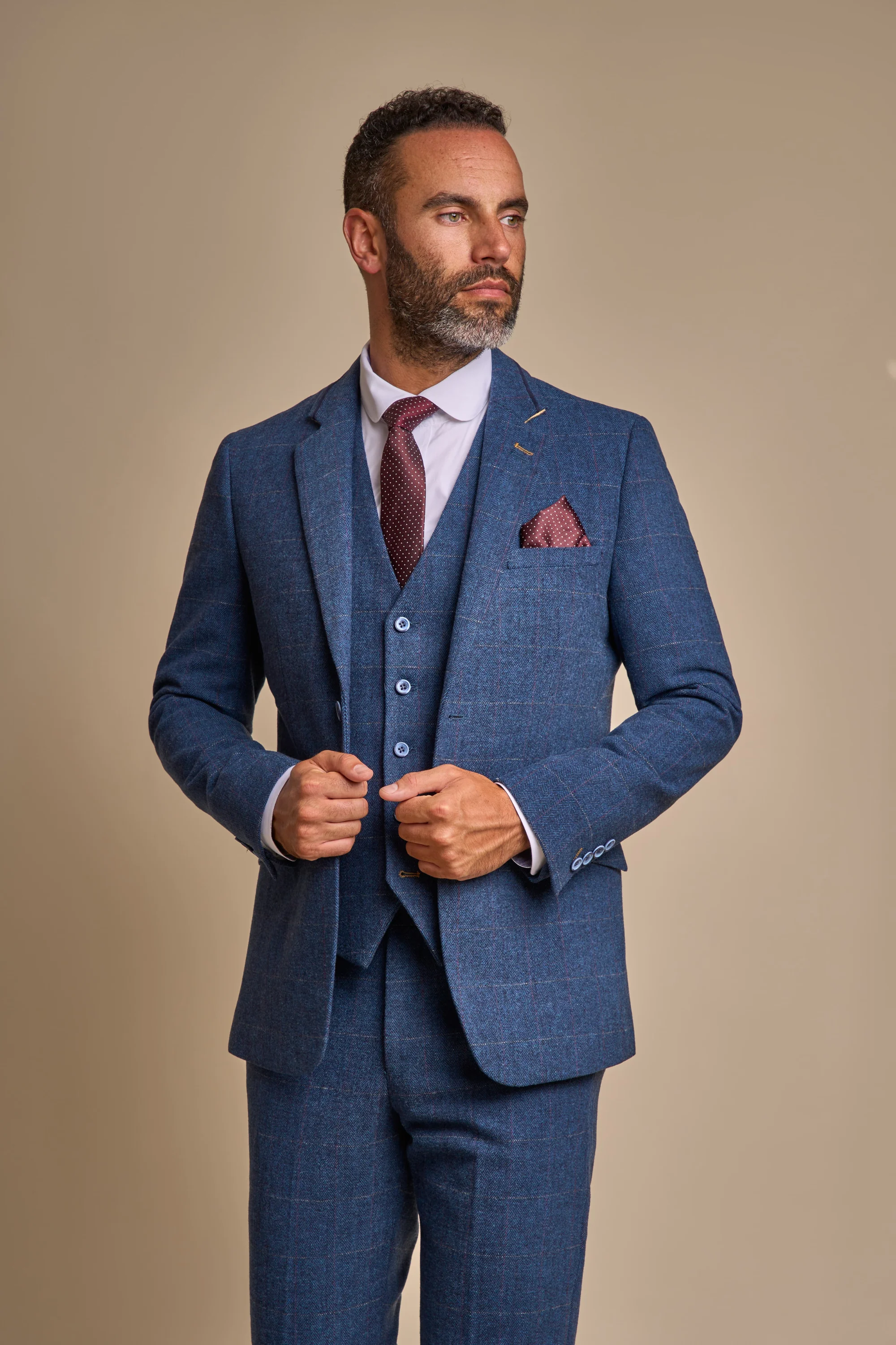Carnegi Navy Regular Tweed Three Piece Suit thumbnail 2