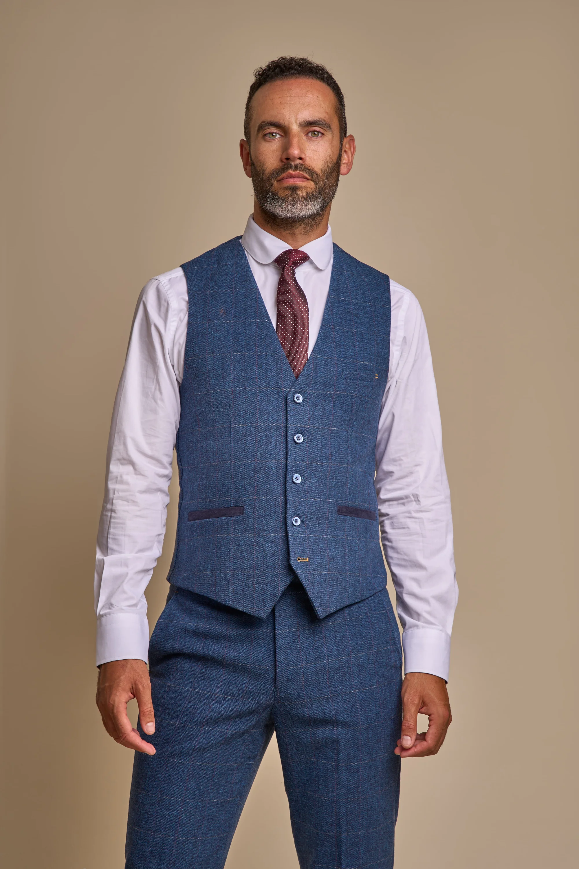 Carnegi Navy Regular Tweed Three Piece Suit thumbnail 4