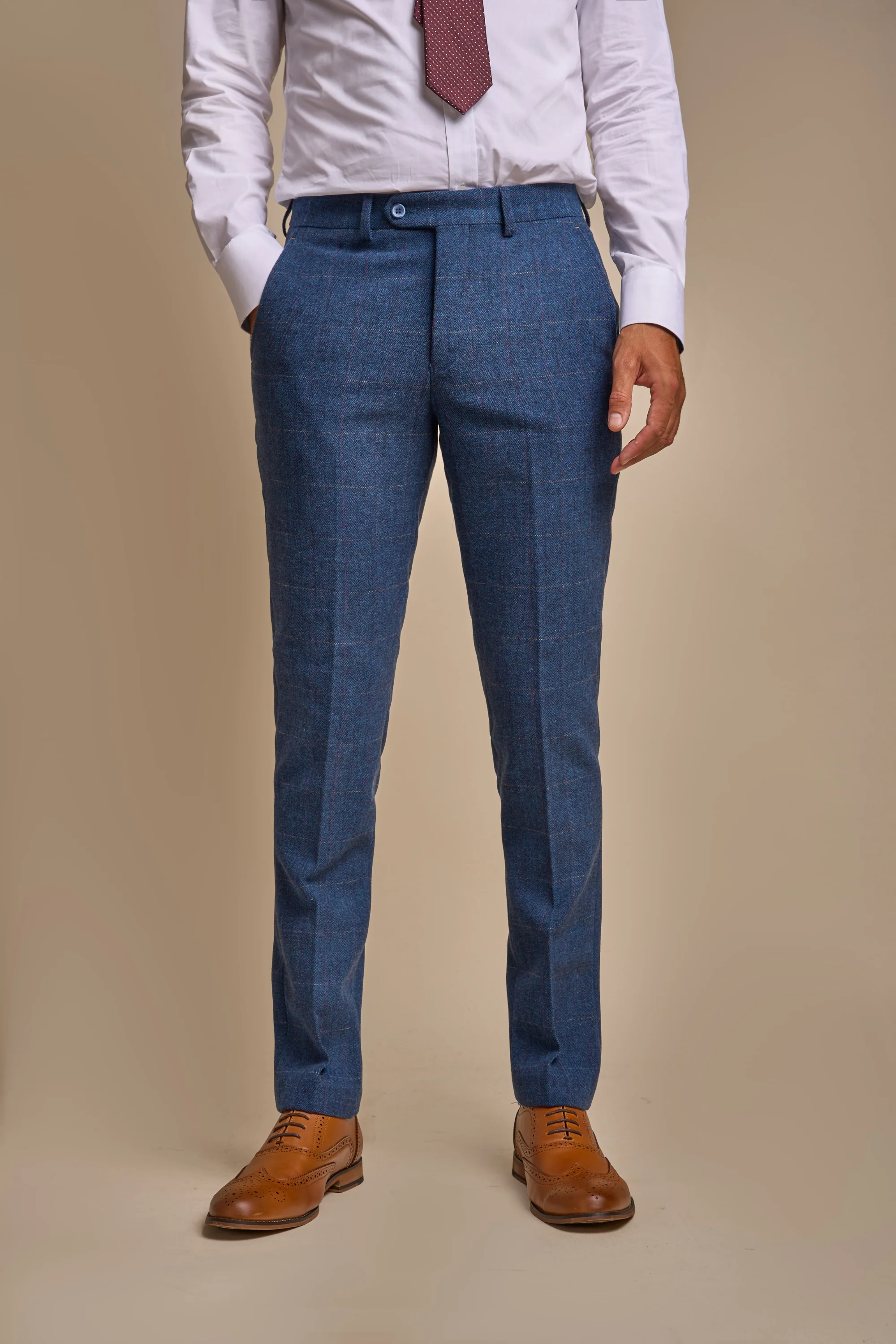 Carnegi Navy Regular Tweed Three Piece Suit thumbnail 6