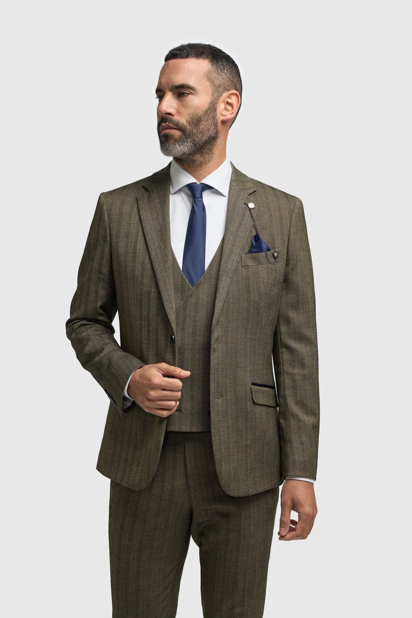 Damon Three Piece Suit with Double Breasted Waistcoat thumbnail 2