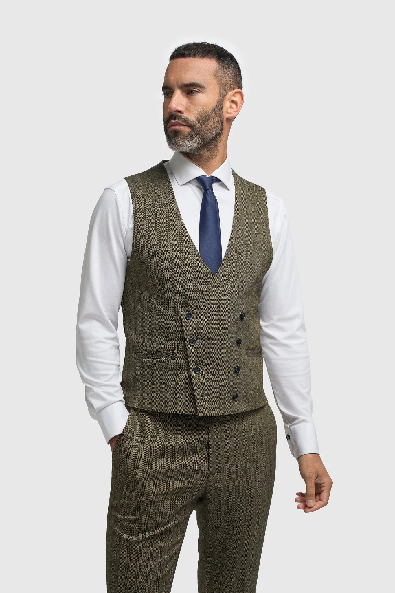 Damon Three Piece Suit with Double Breasted Waistcoat thumbnail 4