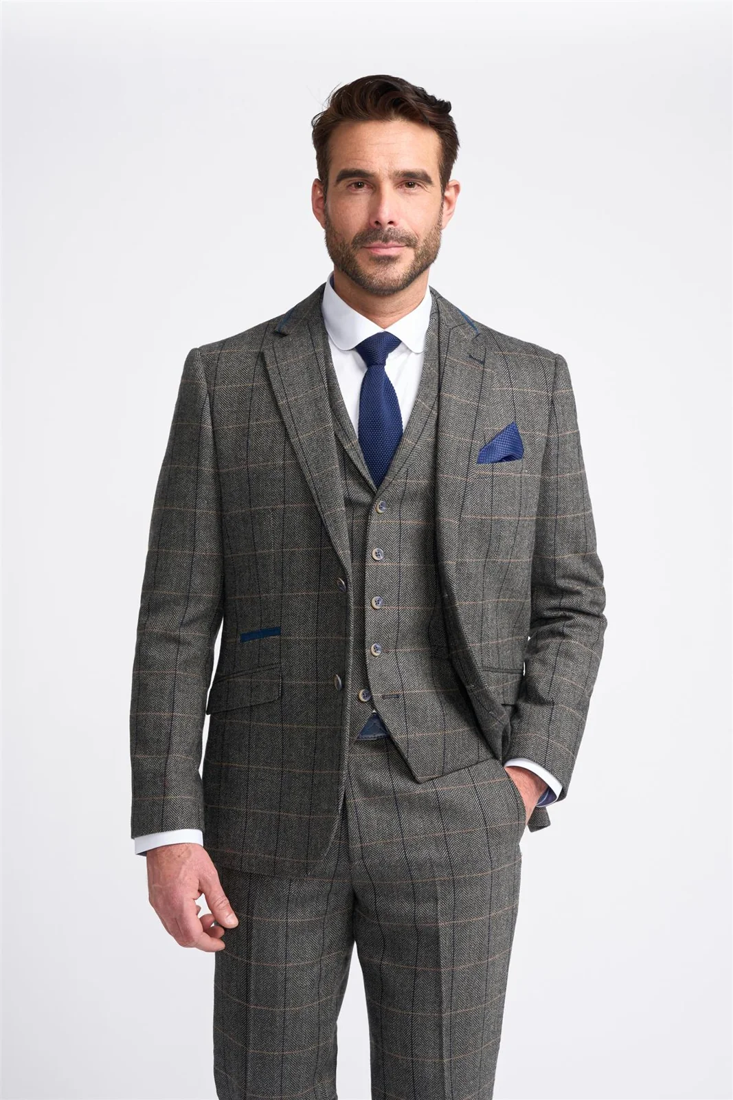 Grey Tweed Check Blazer