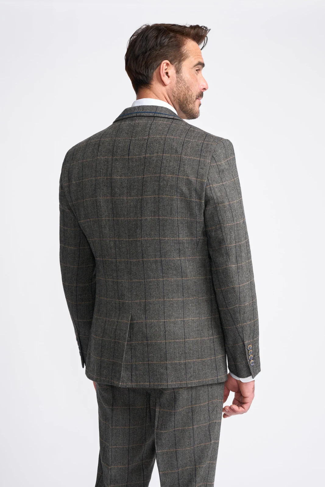 Grey Tweed Check Three Piece Suit thumbnail 3