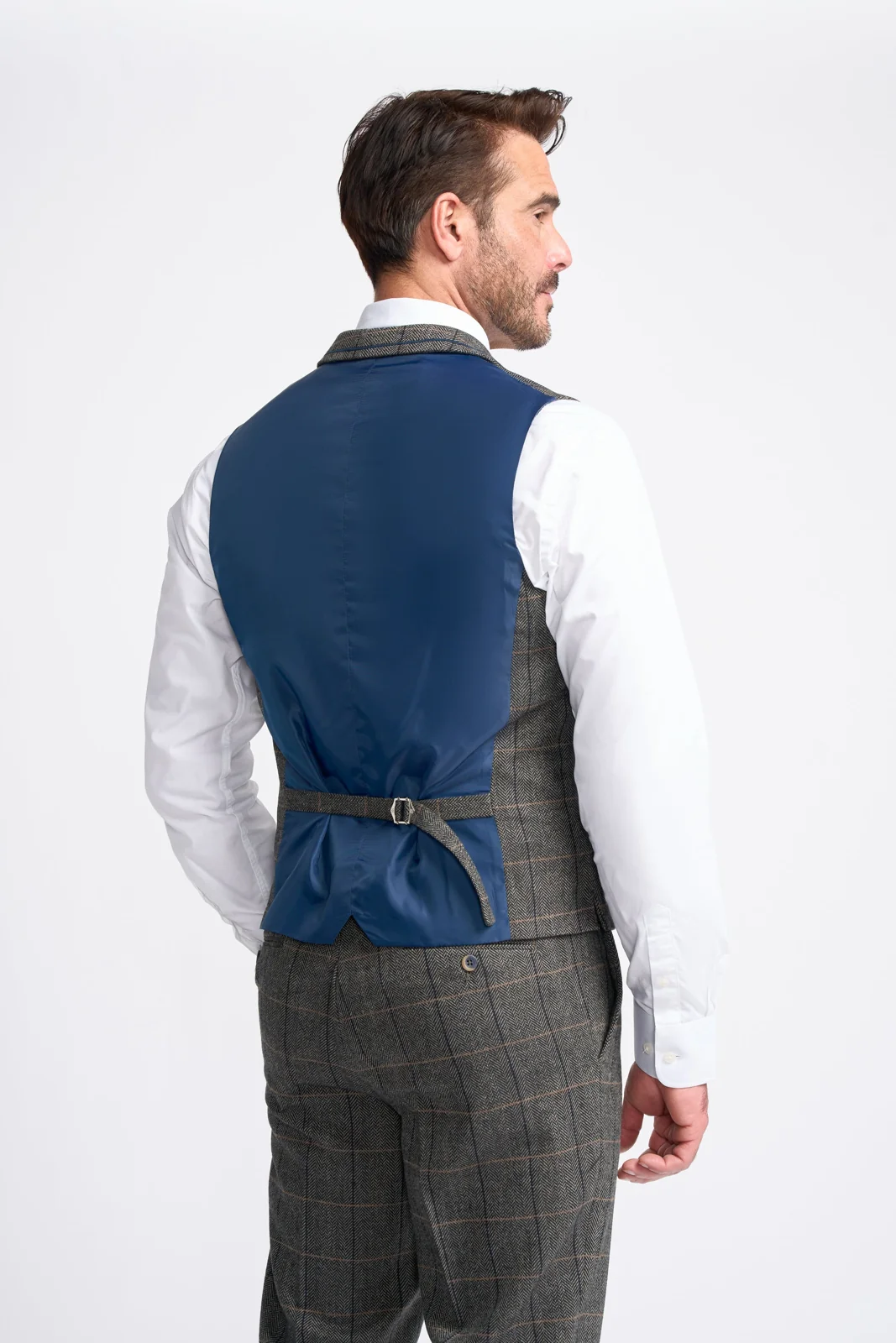 Grey Tweed Check Three Piece Suit thumbnail 6