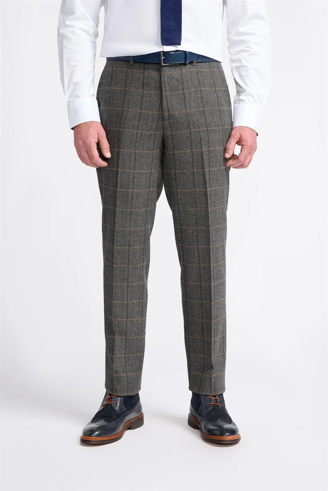 Grey Tweed Check Trousers
