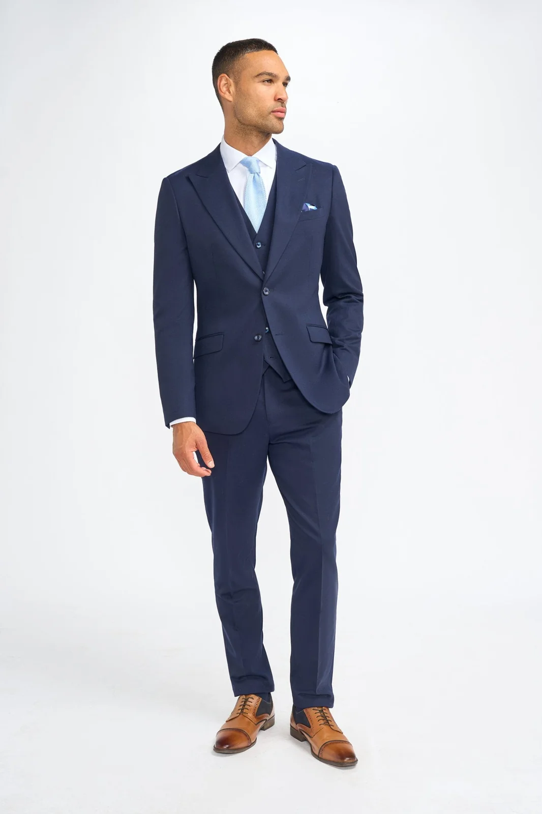 James Navy Super 130s Wool Three Piece Suit primary image