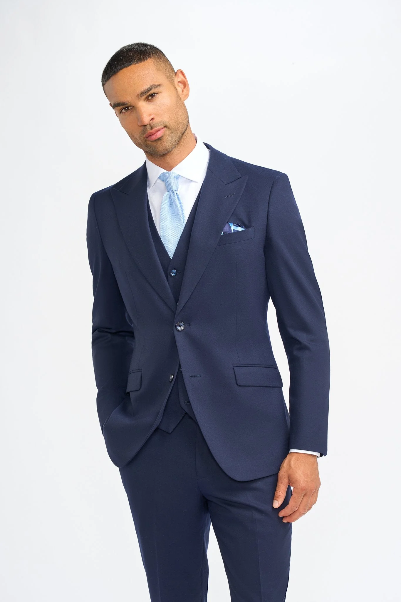 James Navy Super 130s Wool Three Piece Suit thumbnail 2