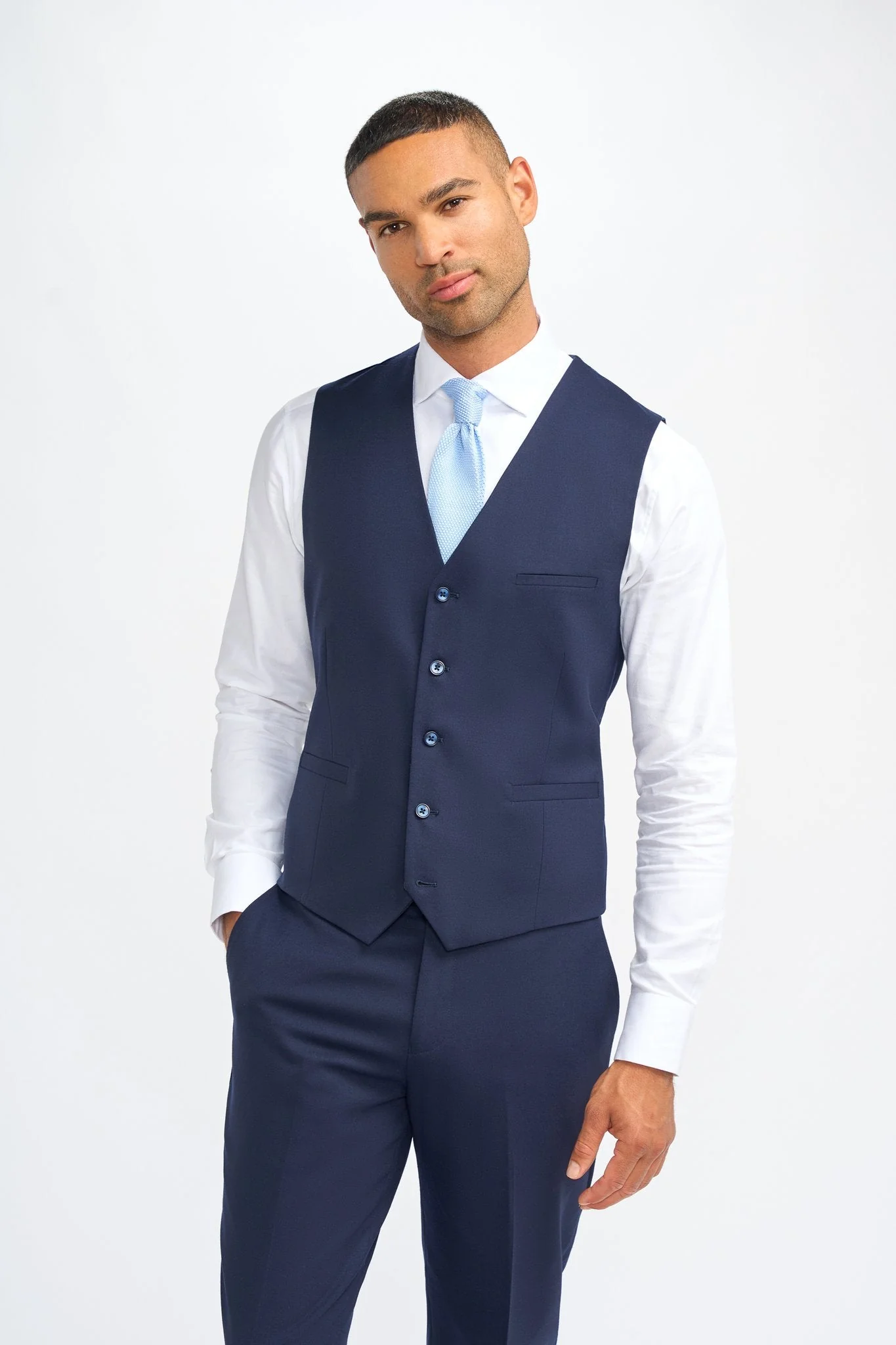James Navy Super 130s Wool Three Piece Suit thumbnail 4