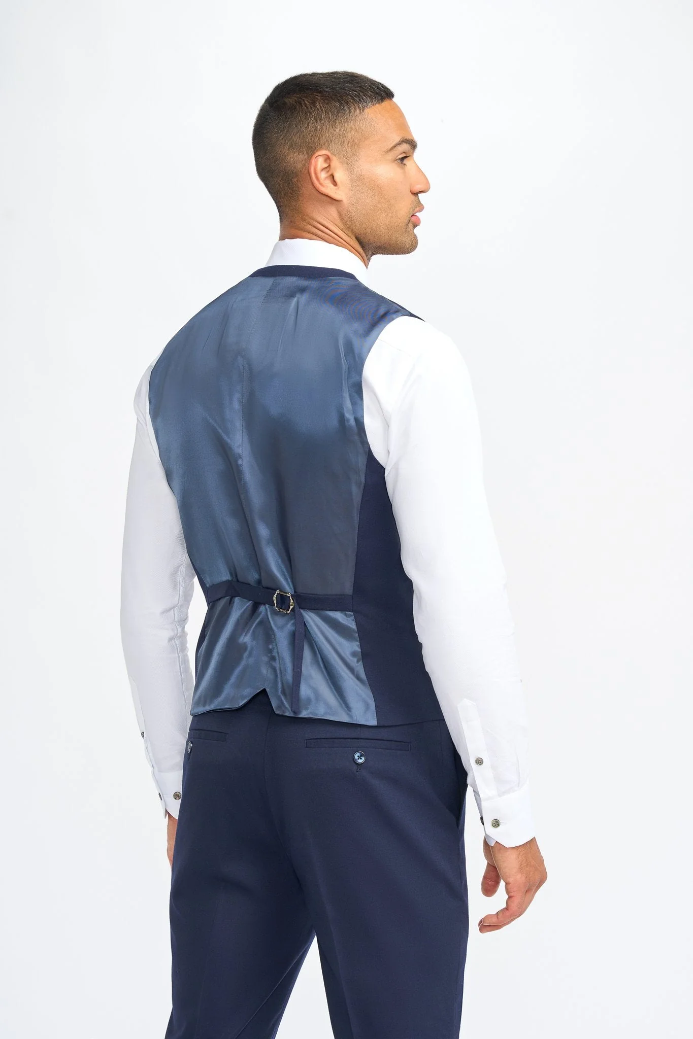 James Navy Super 130s Wool Three Piece Suit thumbnail 5