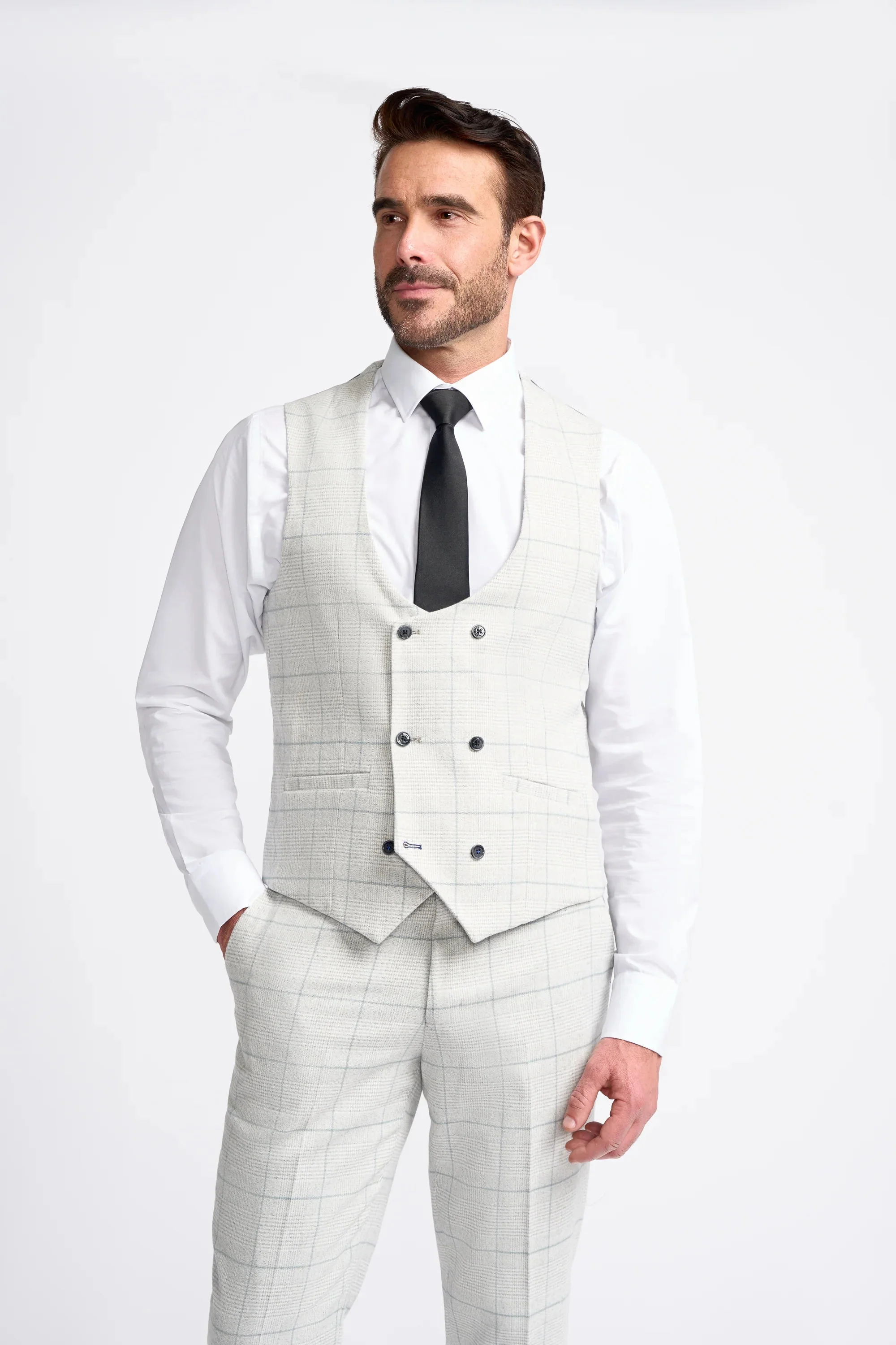 Light Grey Check Three Piece Suit thumbnail 6