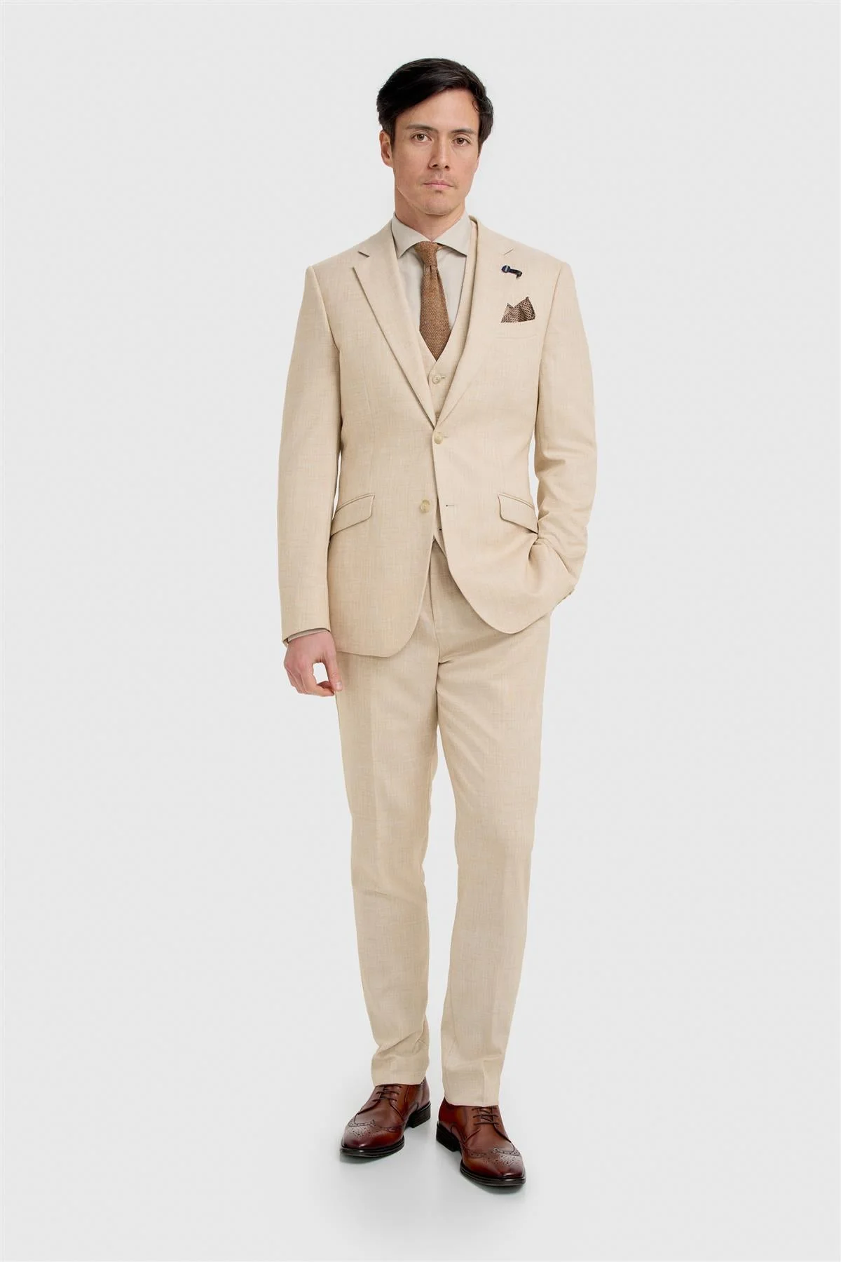 Malibu Beige Three Piece Suit