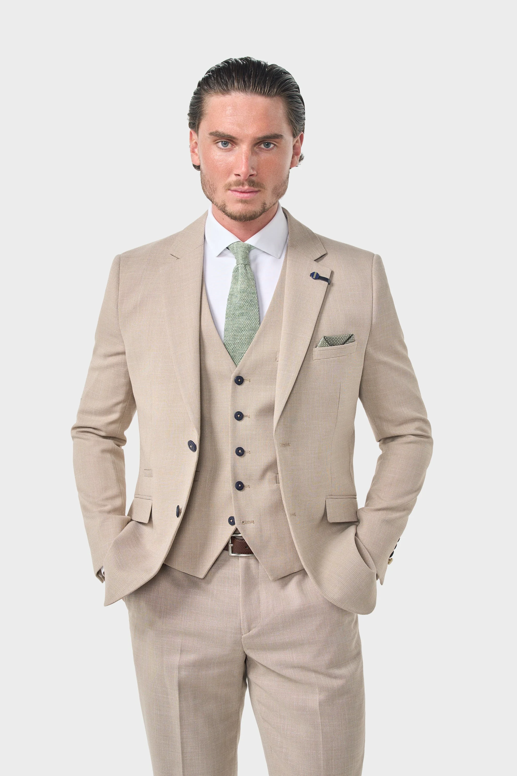 Miami Beige Three Piece Suit thumbnail 2