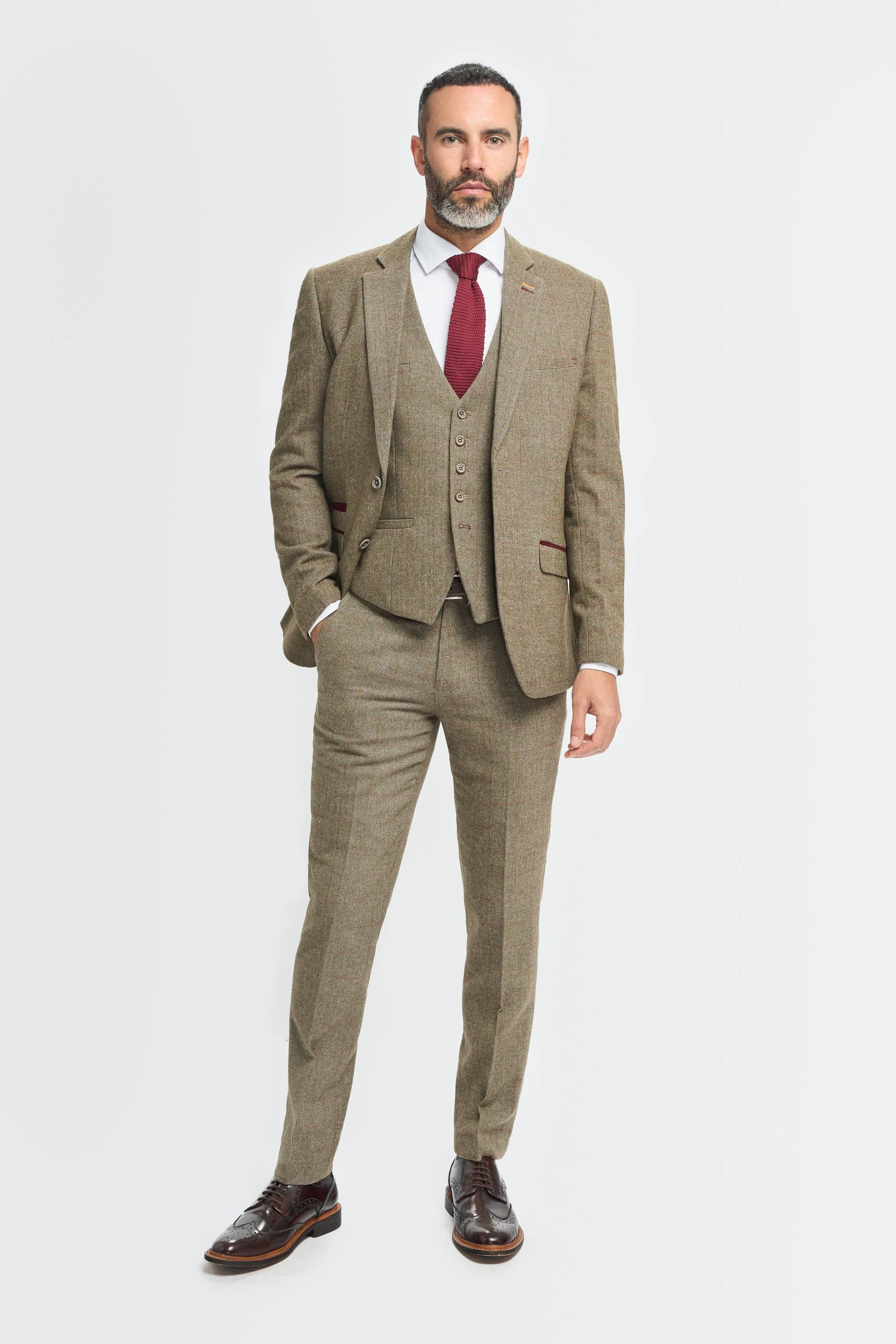 Sage Check Three Piece Suit