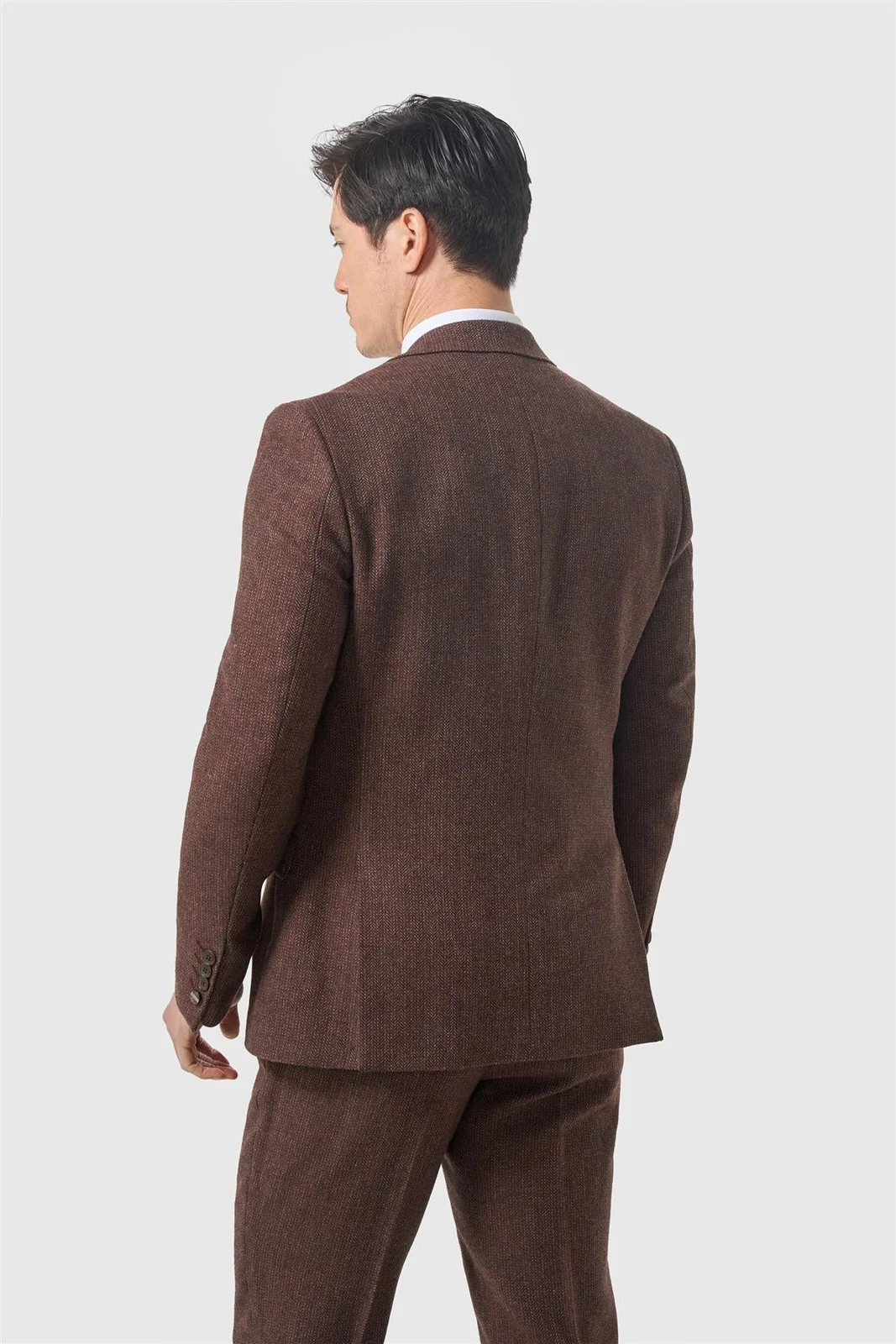 Thomas Dark Mahogany Tweed Three Piece Suit thumbnail 3