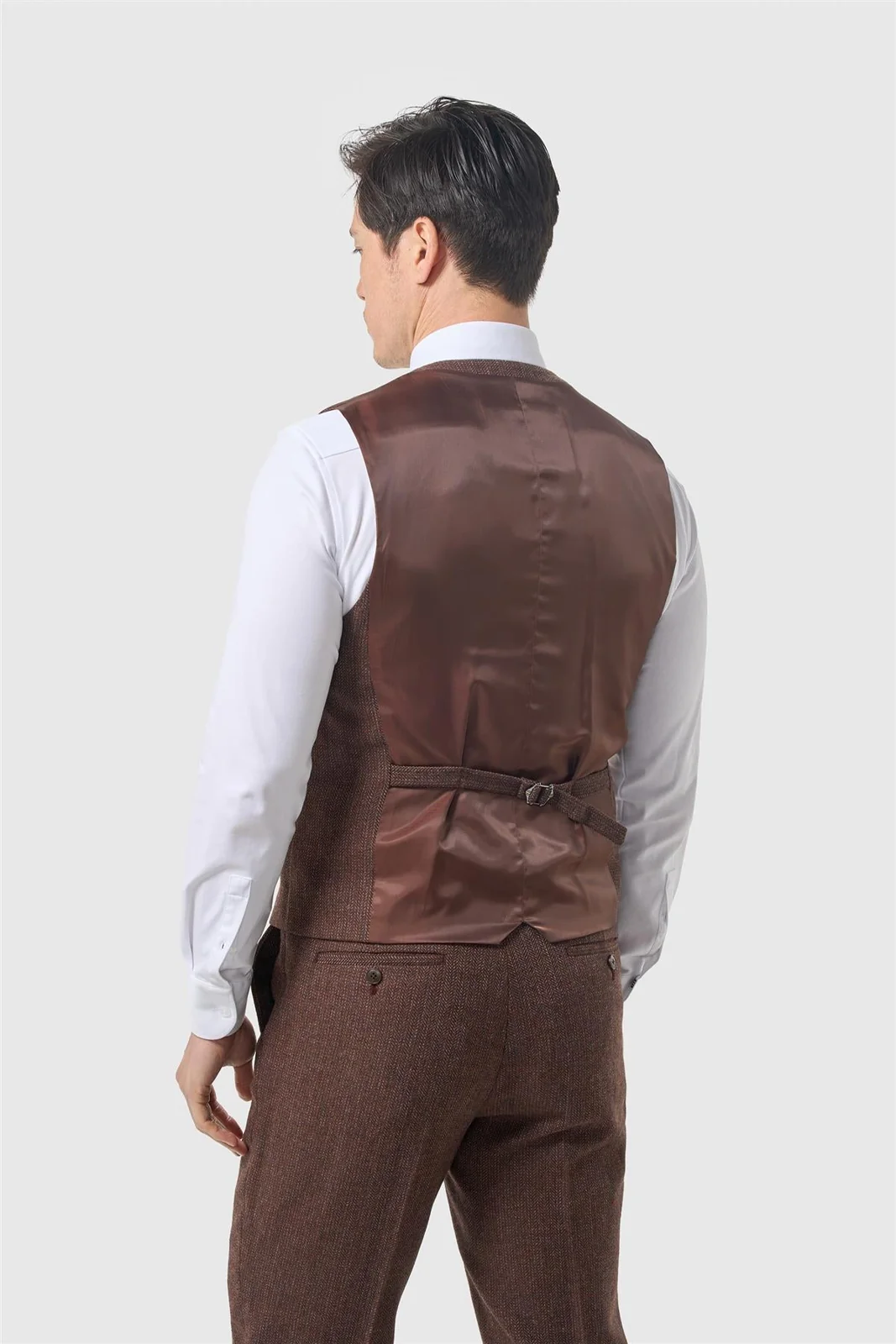 Thomas Dark Mahogany Tweed Three Piece Suit thumbnail 5