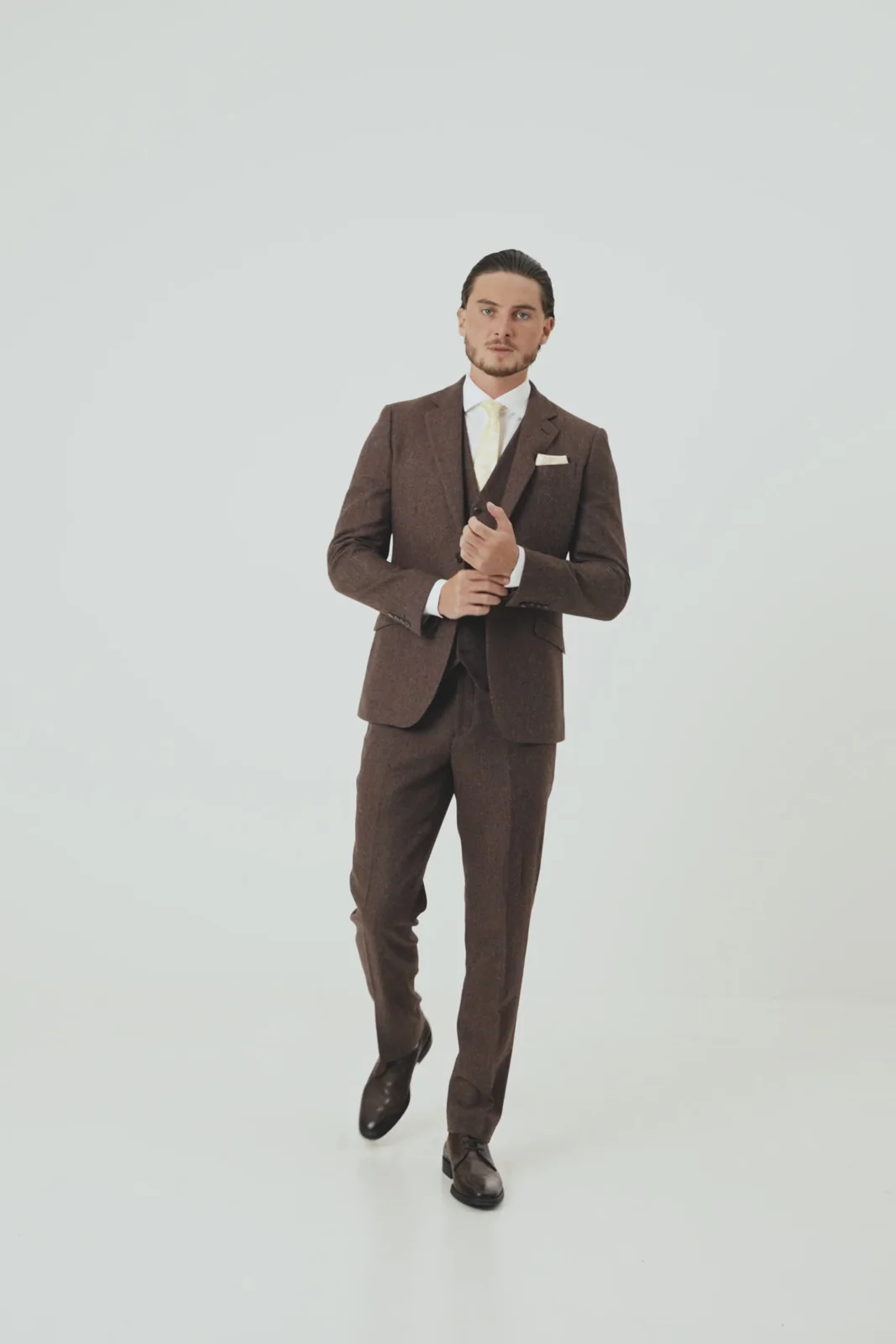 Thomas Dark Mahogany Tweed Three Piece Suit thumbnail 9