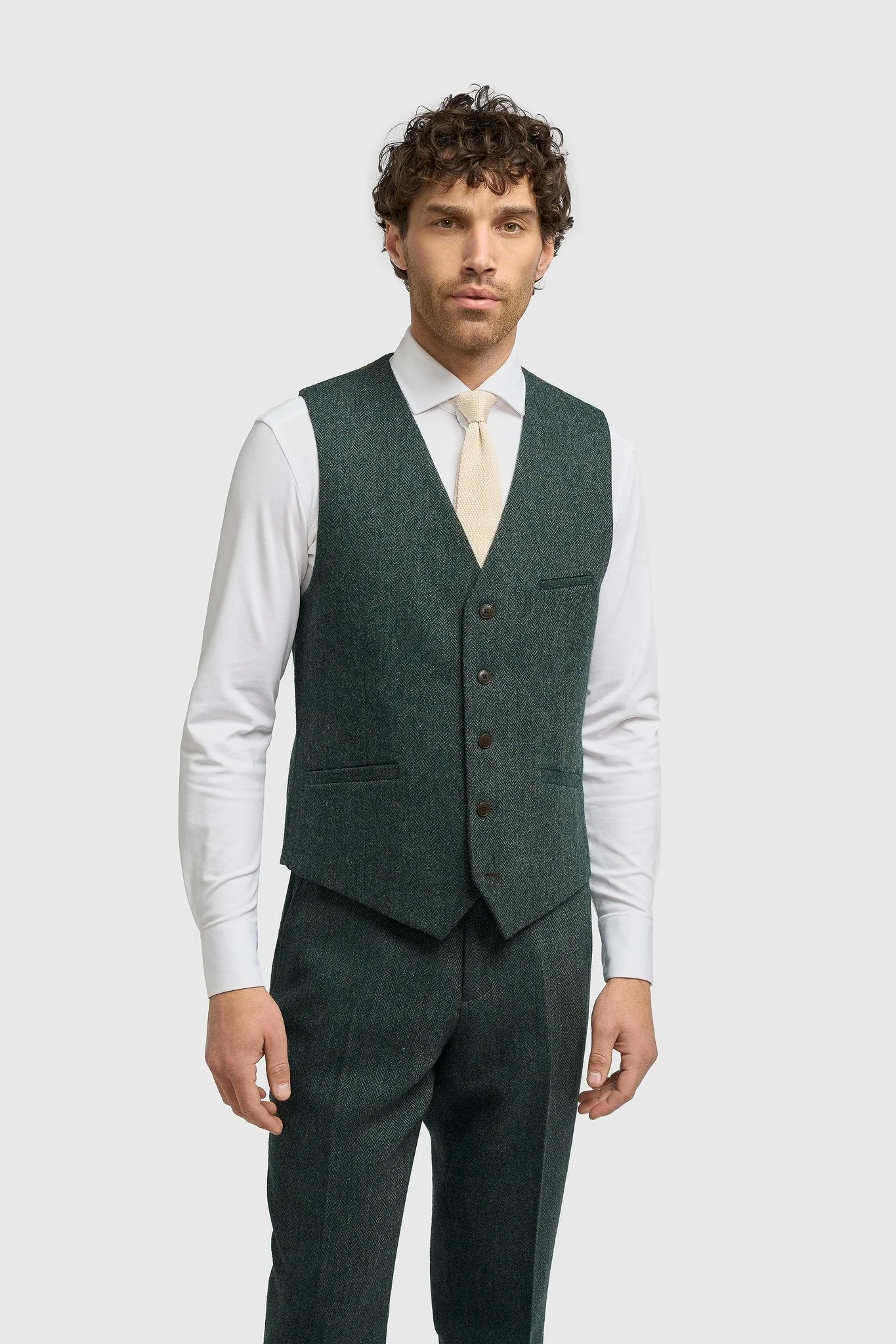 Thomas Lush Olive Tweed Three Piece Suit thumbnail 3
