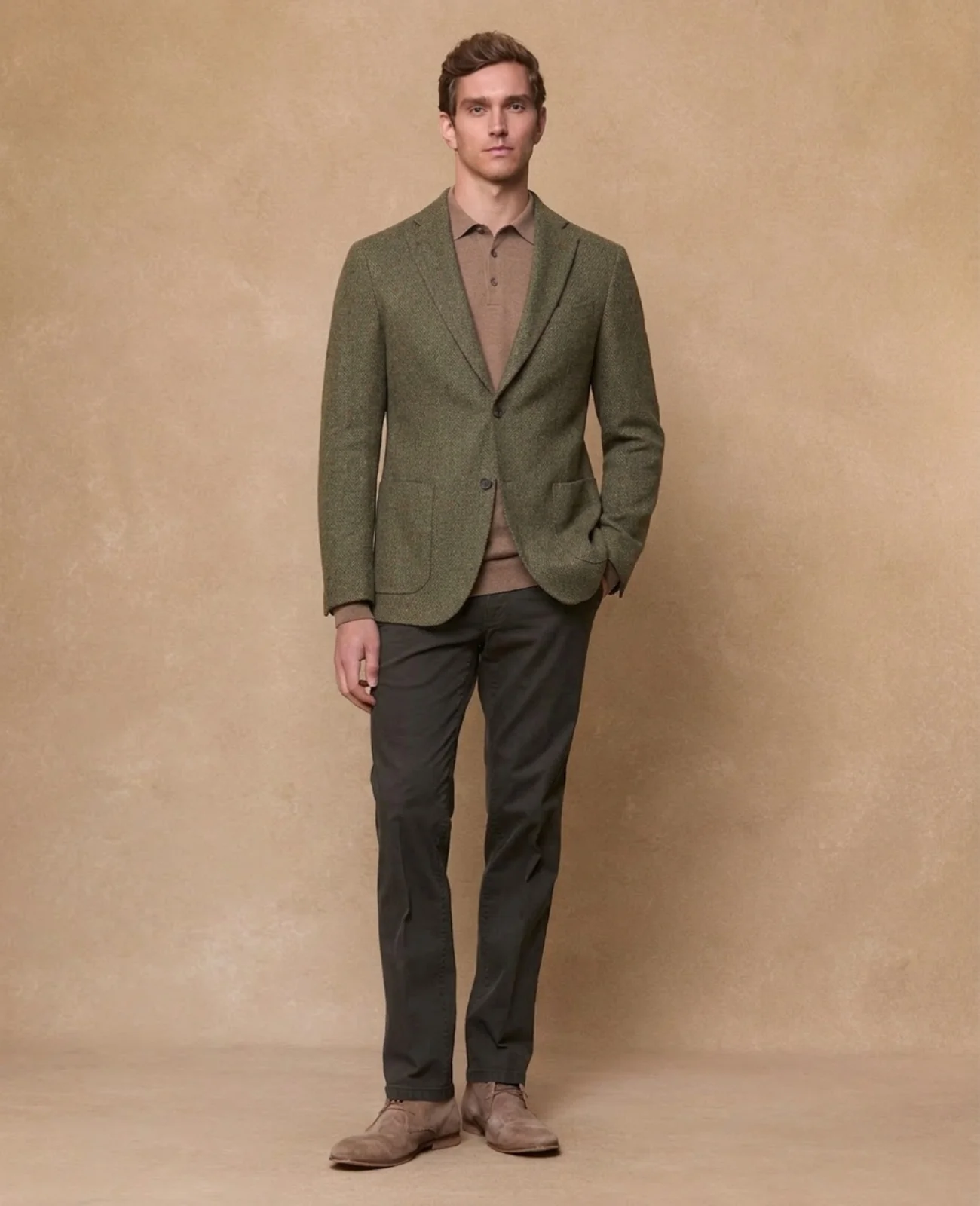 Balwin Donegal Tweed Blazer - Green Herringbone