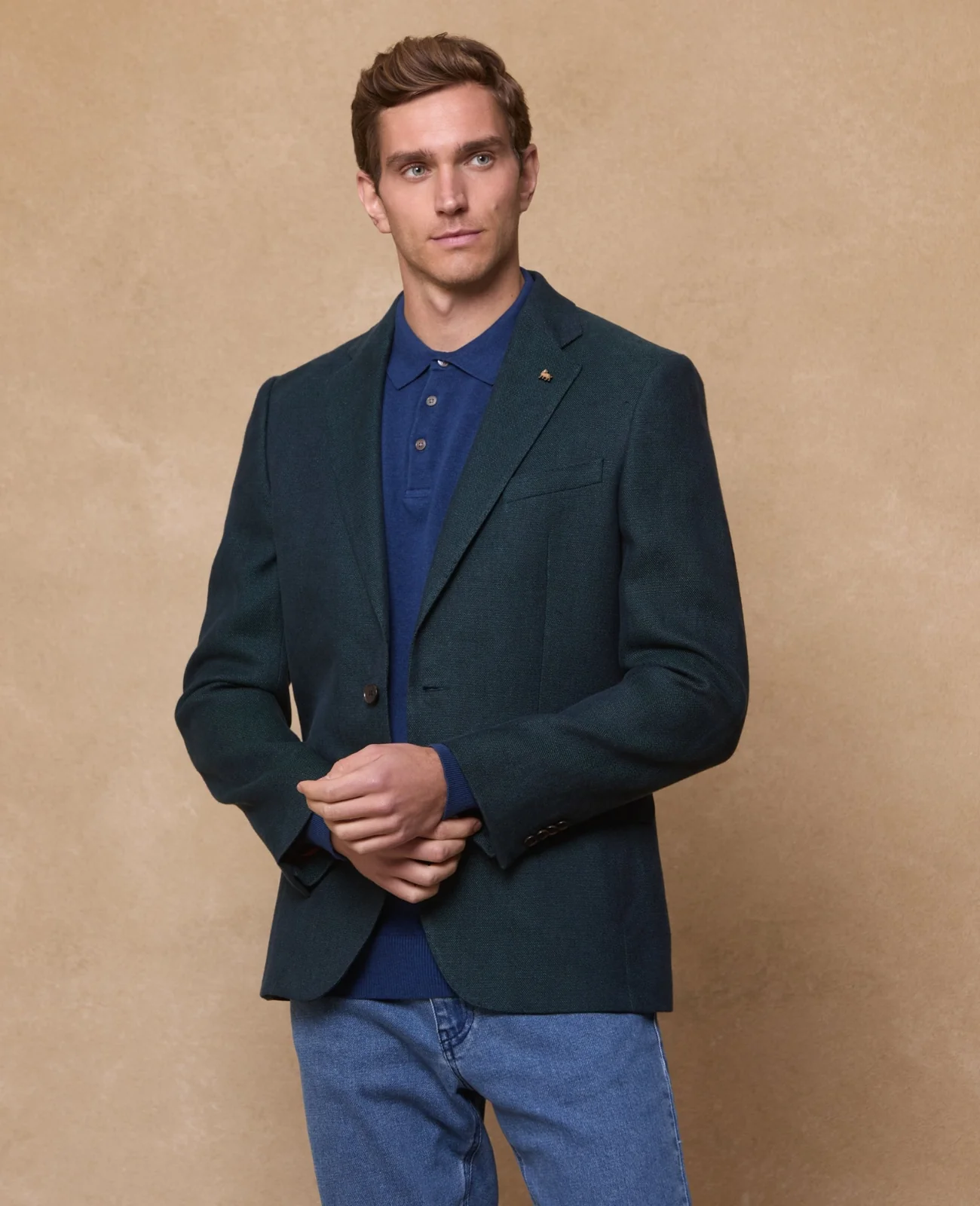 Clifden Irish Linen Blazer - Bottle Green primary image