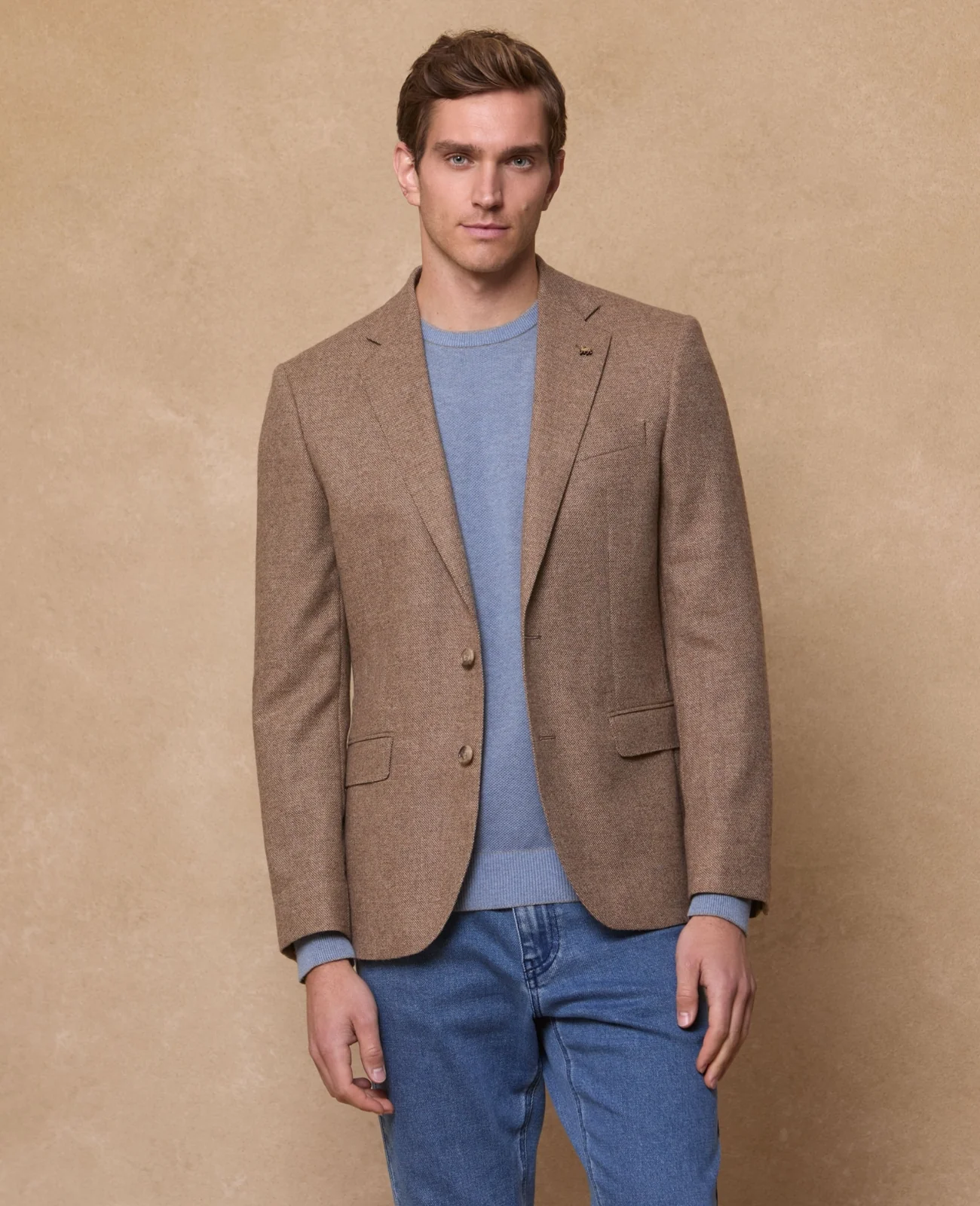 Clifden Merino Blazer - Caramel Sharkskin