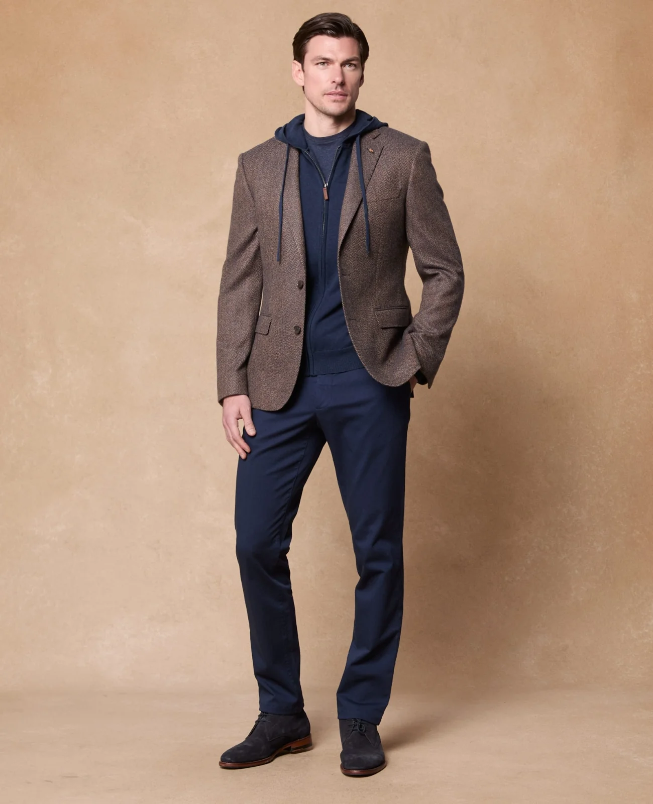 Clifden Navy Herringbone Blazer thumbnail 3