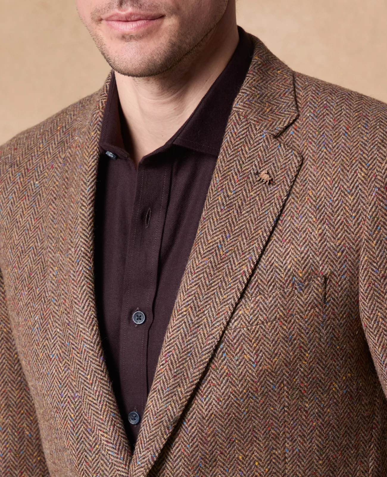 Ennis Brown Herringbone Donegal Tweed Blazer thumbnail 4