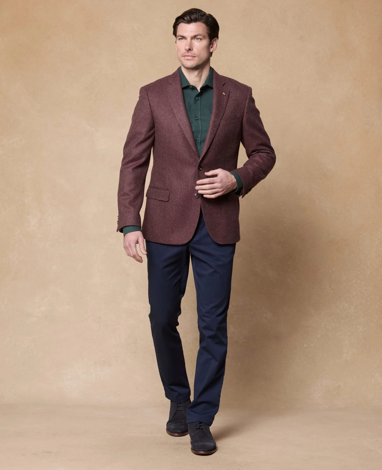 Ennis Burgundy Herringbone Blazer thumbnail 3