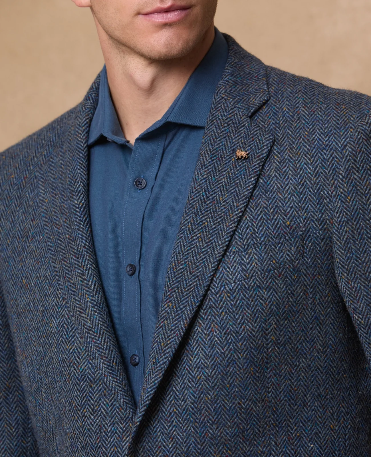 Ennis Donegal Tweed Blazer - Blue Herringbone thumbnail 4