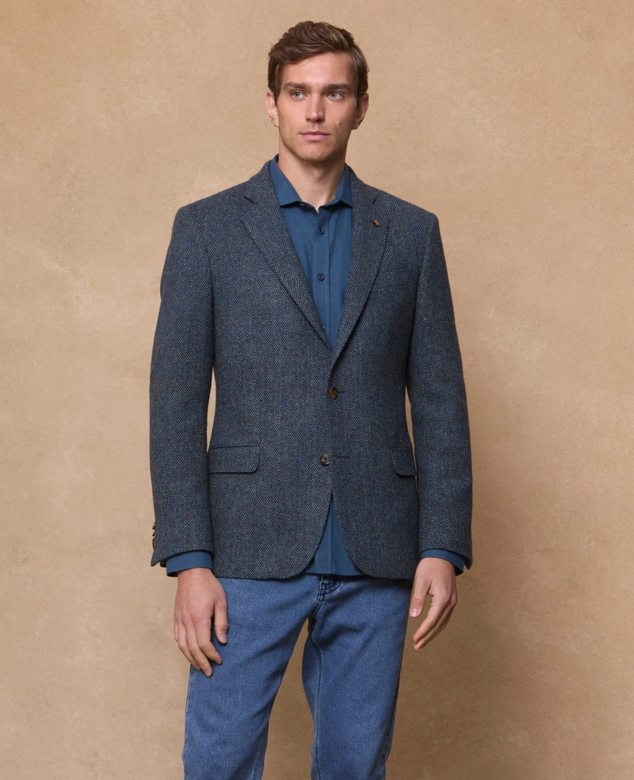 Ennis Donegal Tweed Blazer - Blue Herringbone primary image