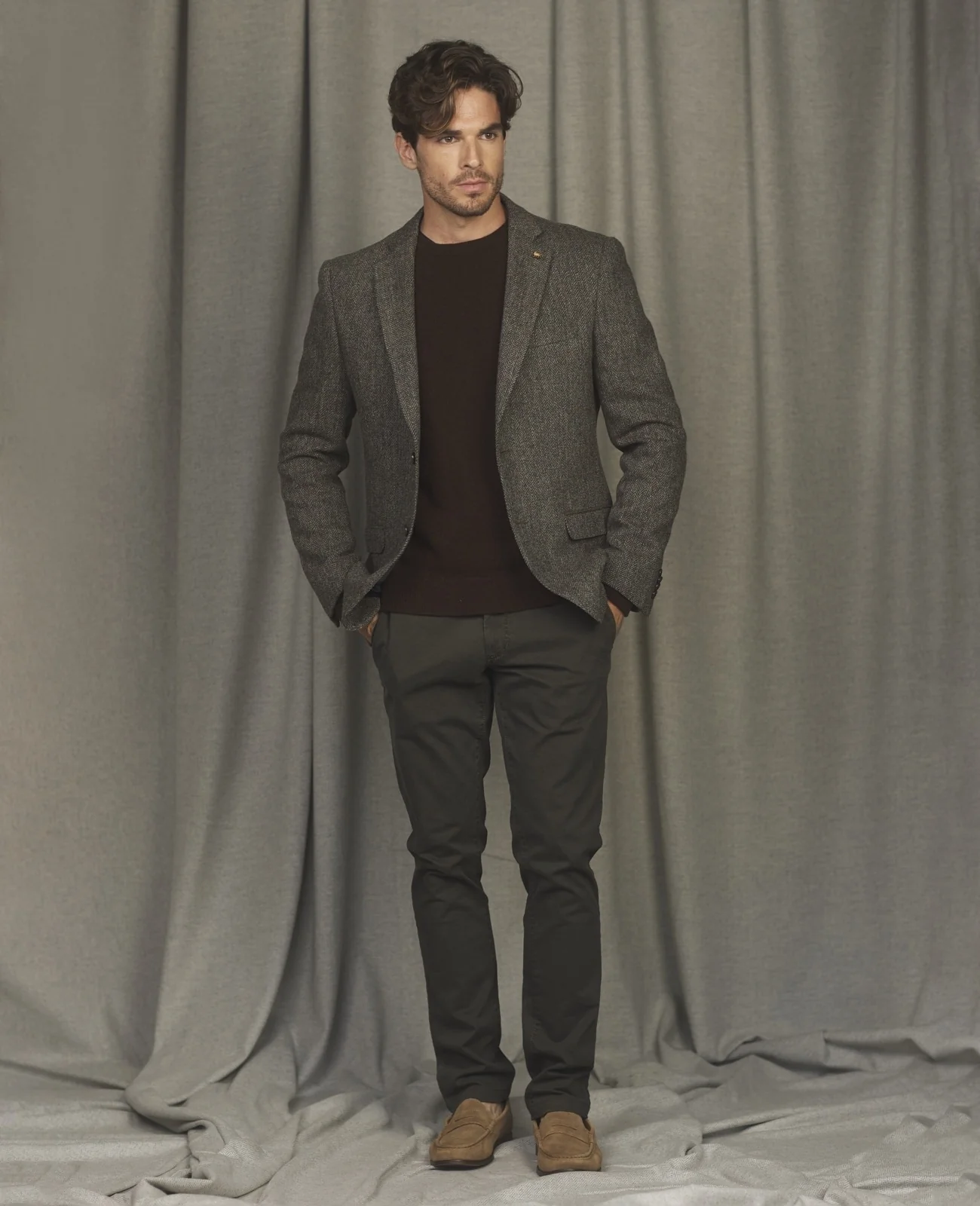 Ennis Donegal Tweed Blazer - Grey Herringbone thumbnail 5