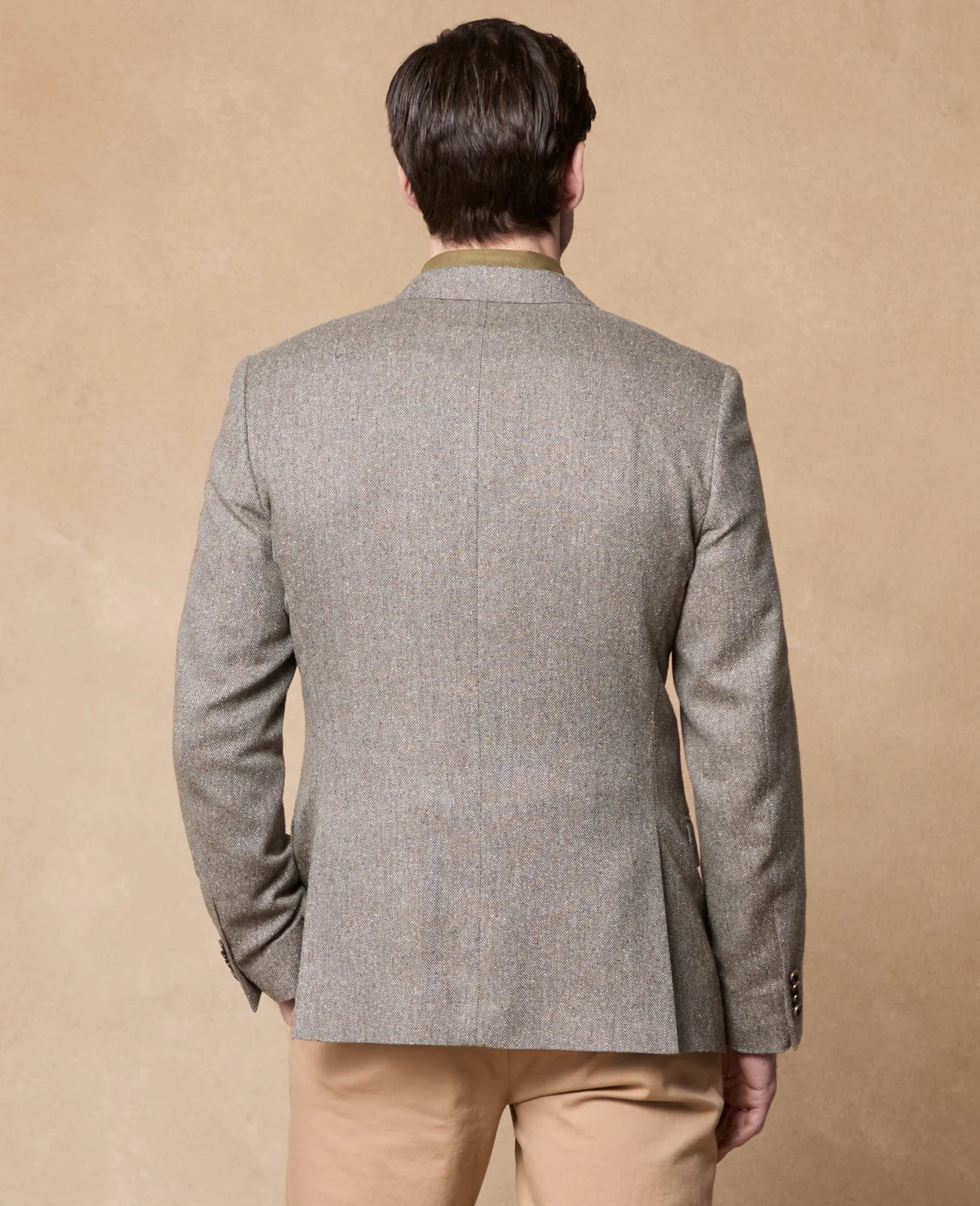 Ennis Olive Green Herringbone Blazer thumbnail 4