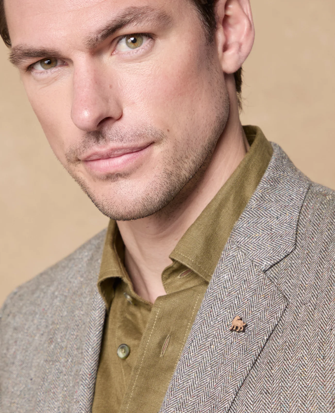 Ennis Olive Green Herringbone Blazer thumbnail 5