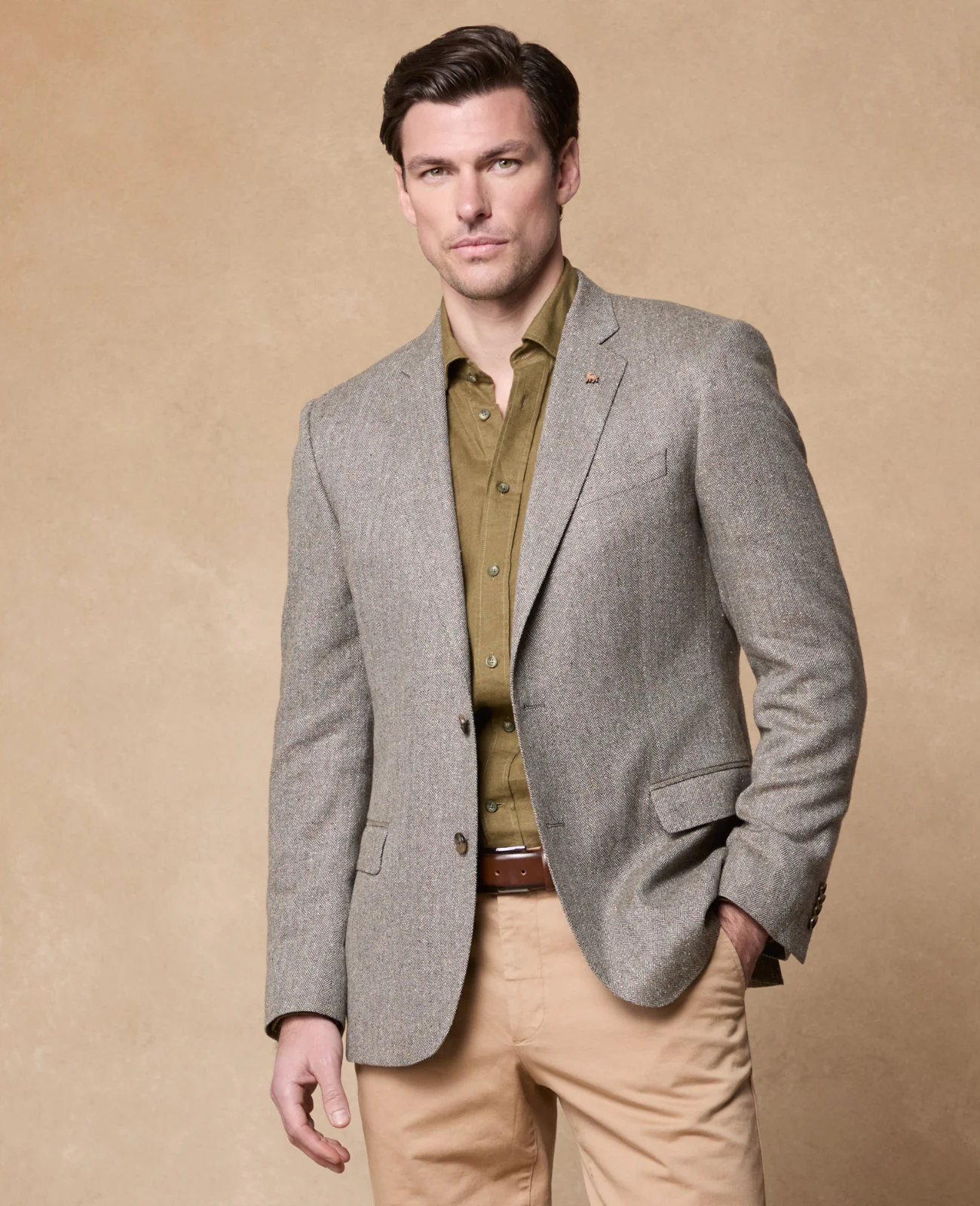 Ennis Olive Green Herringbone Blazer primary image