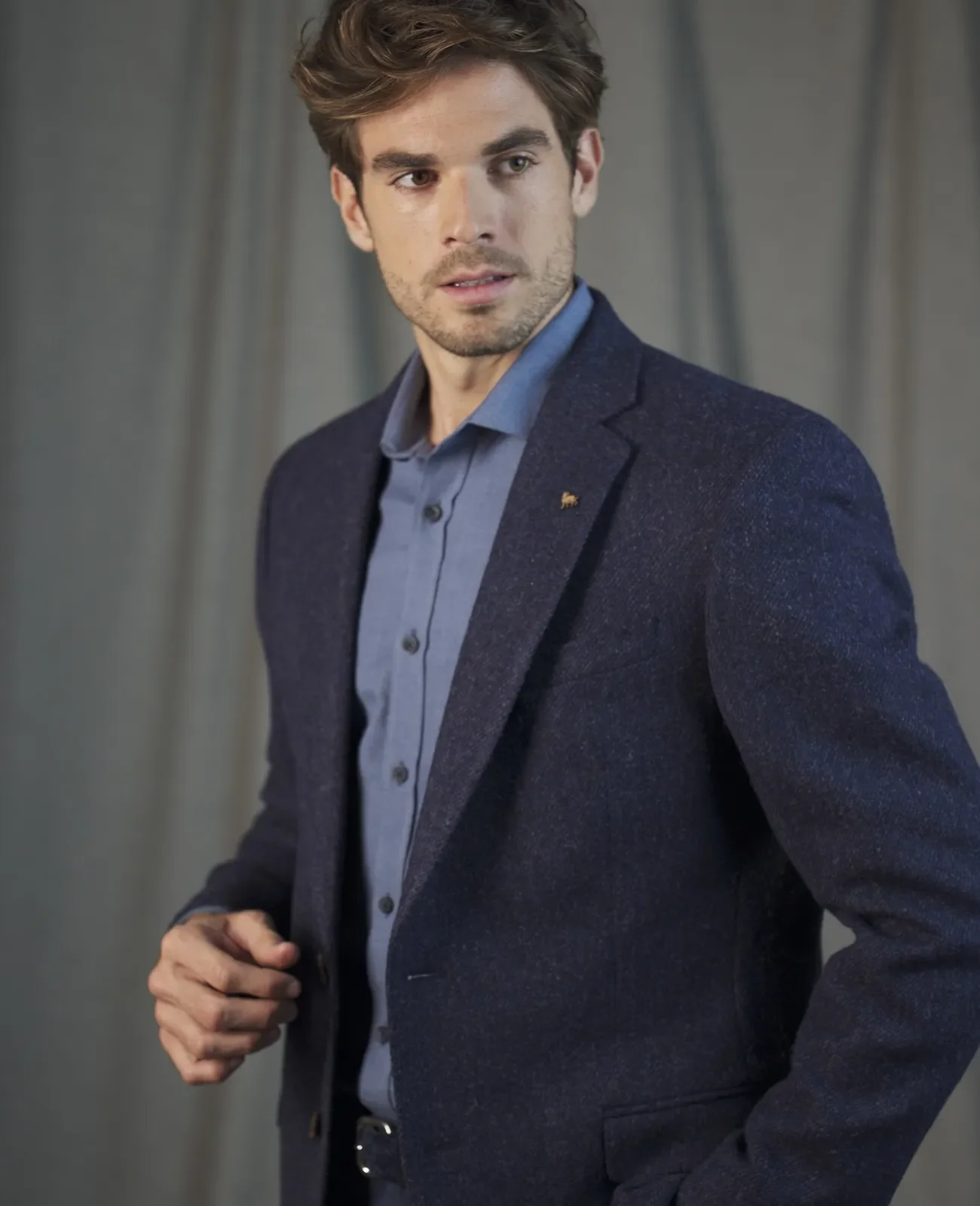 Ennis Tweed Blazer - Blue Herringbone primary image
