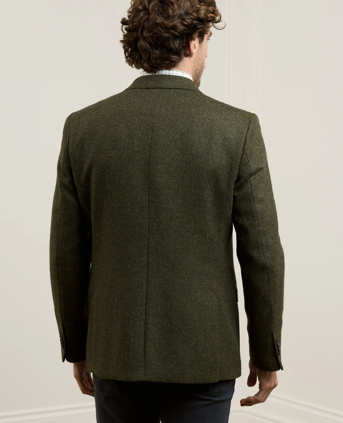 Ennis Tweed Blazer - Green Herringbone thumbnail 3