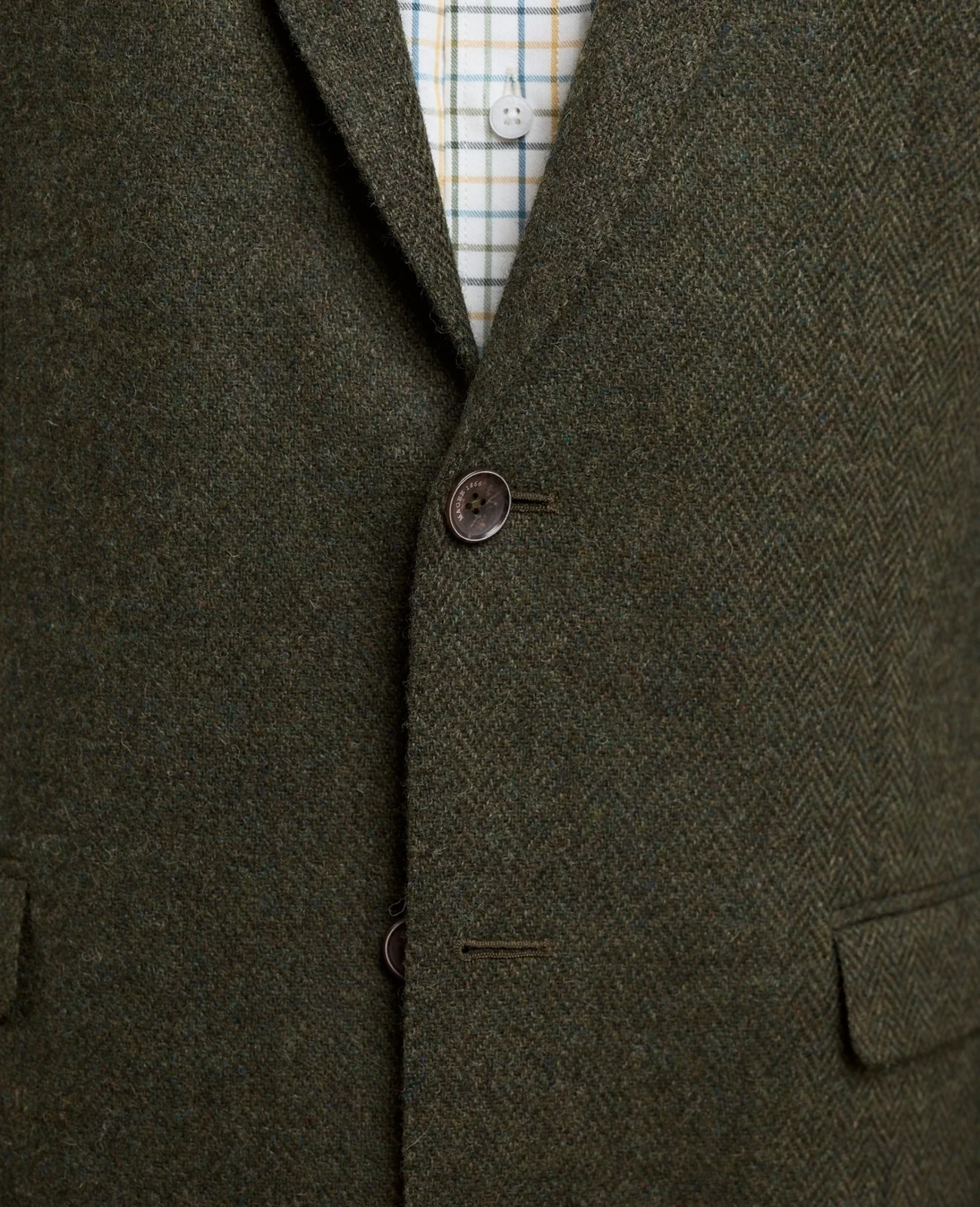 Ennis Tweed Blazer - Green Herringbone thumbnail 5