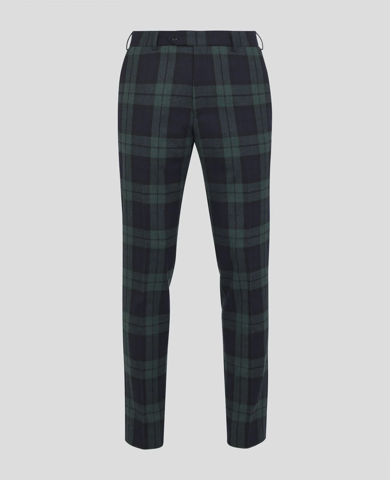 Finn Plain Front Suit Trouser in Green & Navy Blackwatch thumbnail 2
