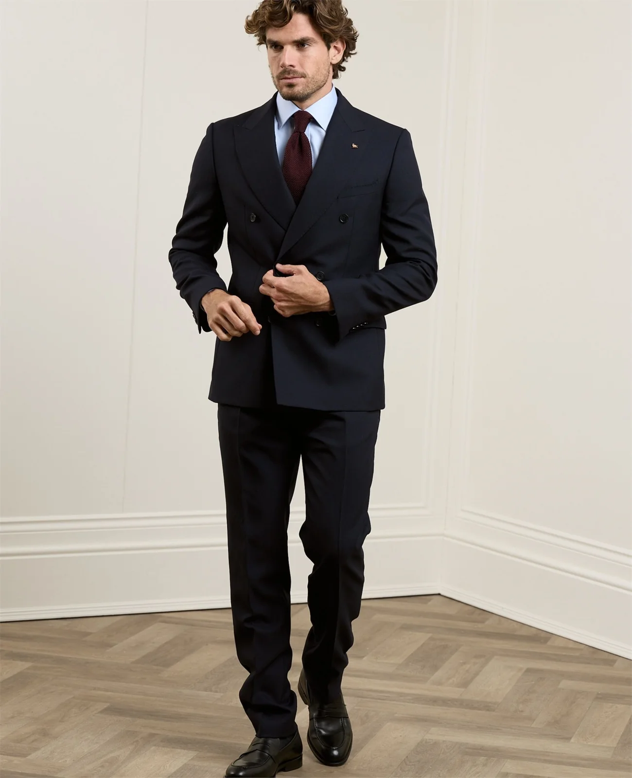 Finn Plain Front Suit Trouser in Navy thumbnail 4
