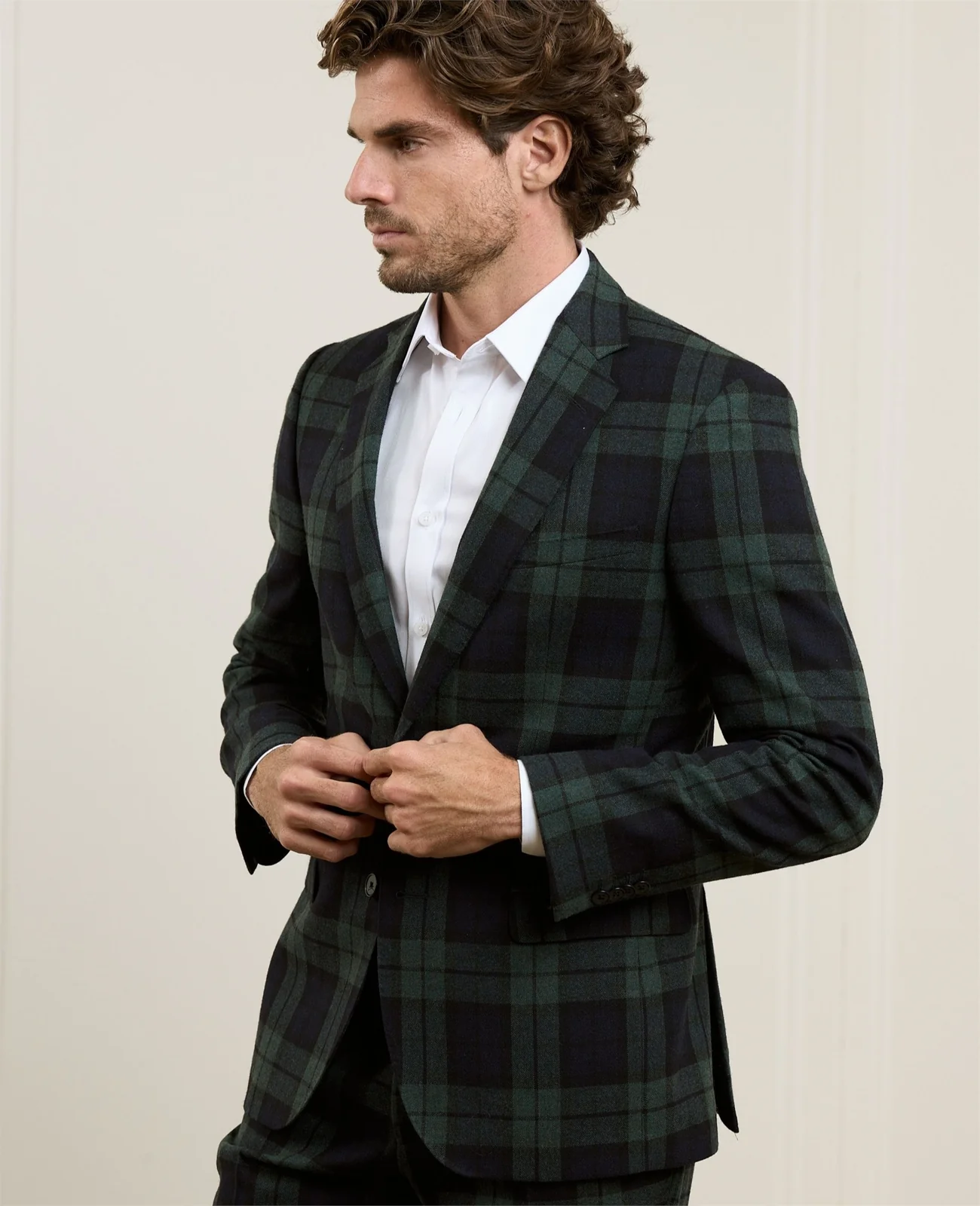 Finn Suit Blazer in Green & Navy Blackwatch thumbnail 3
