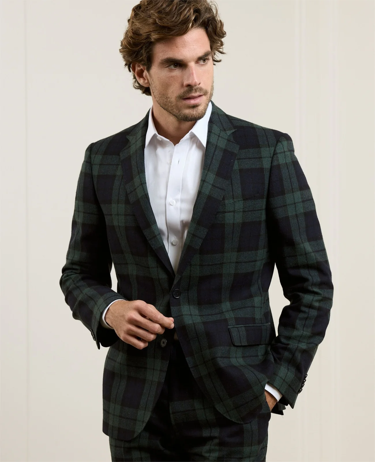 Finn Suit Blazer in Green & Navy Blackwatch primary image
