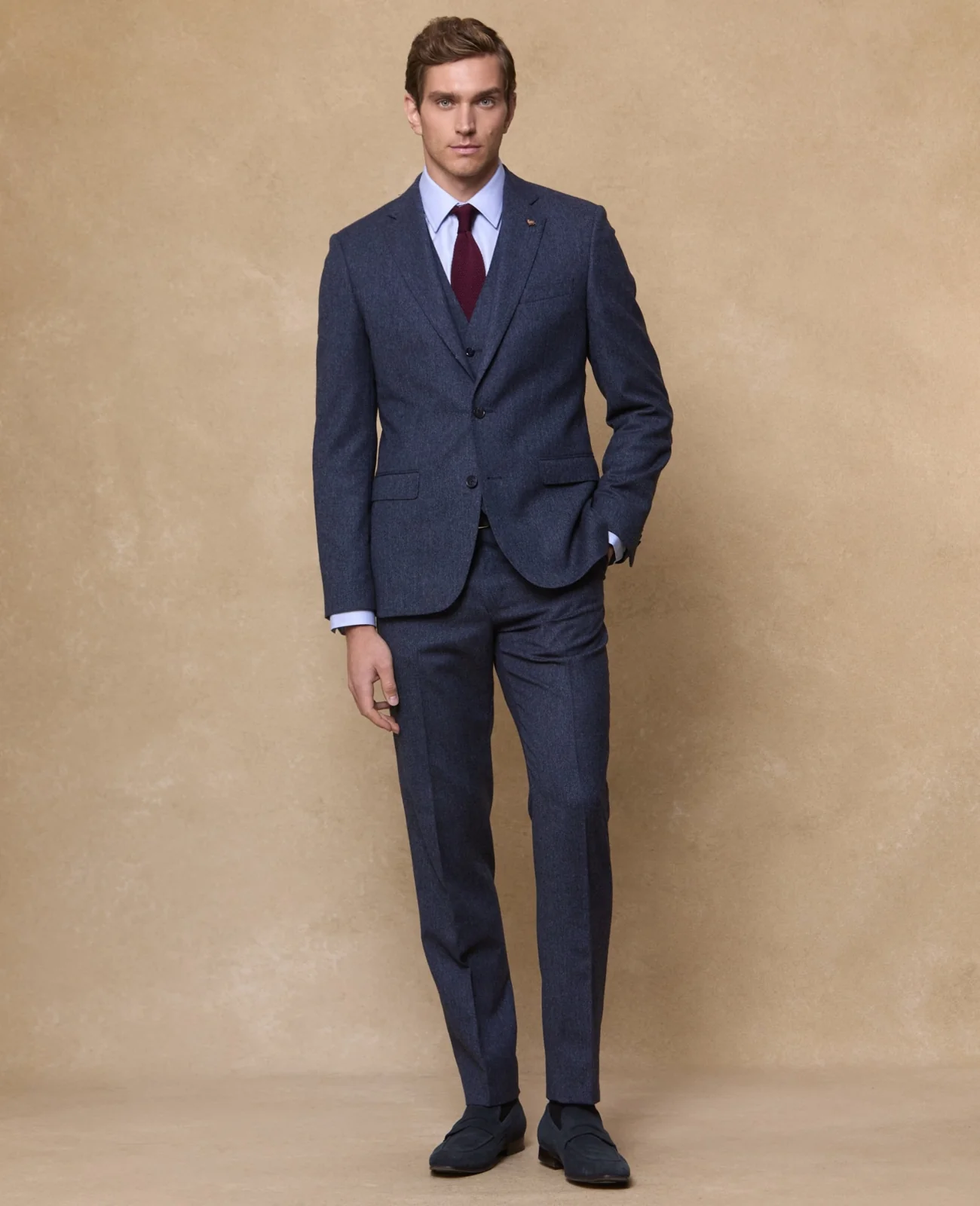 Fleet Blue Tweed Waistcoat thumbnail 5