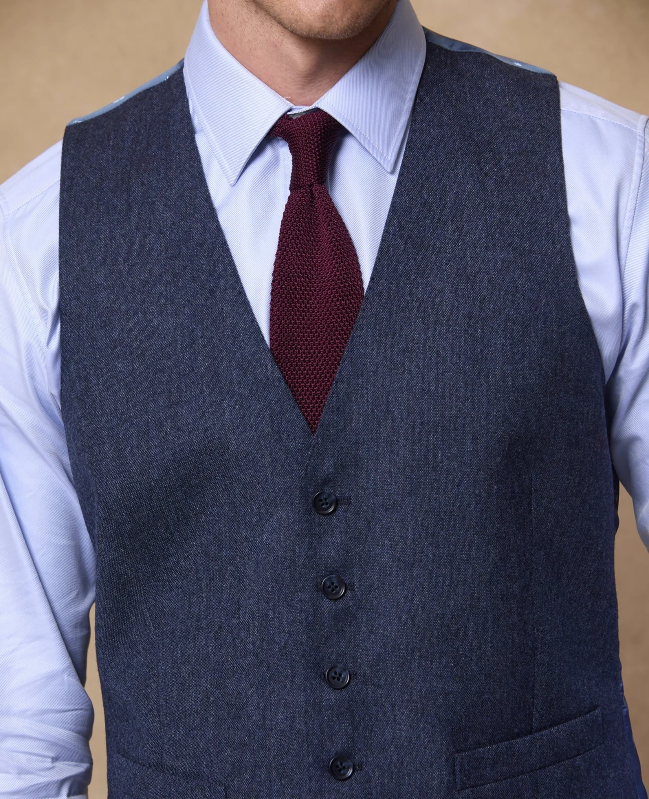 Fleet Blue Tweed Waistcoat thumbnail 6