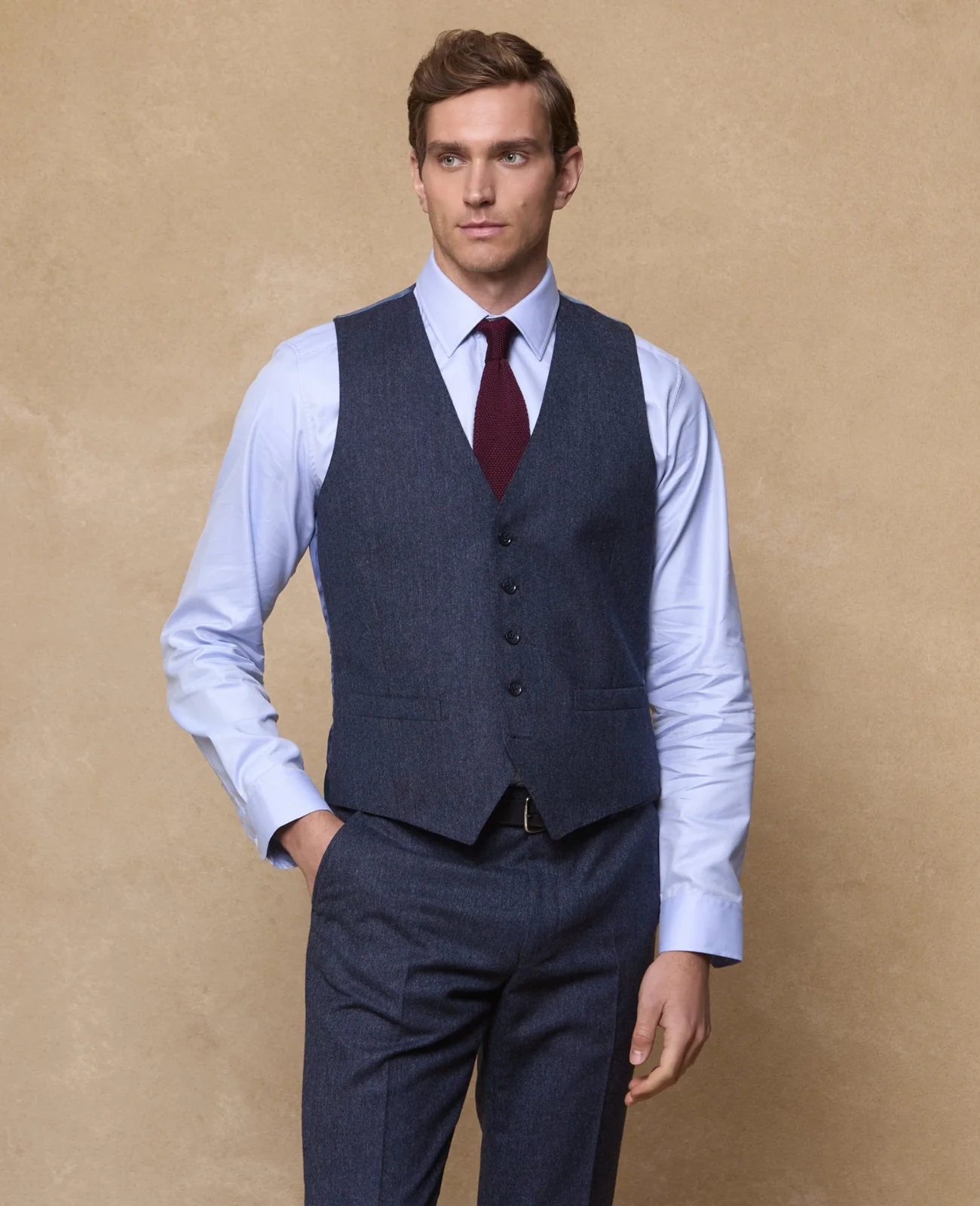 Fleet Blue Tweed Waistcoat primary image