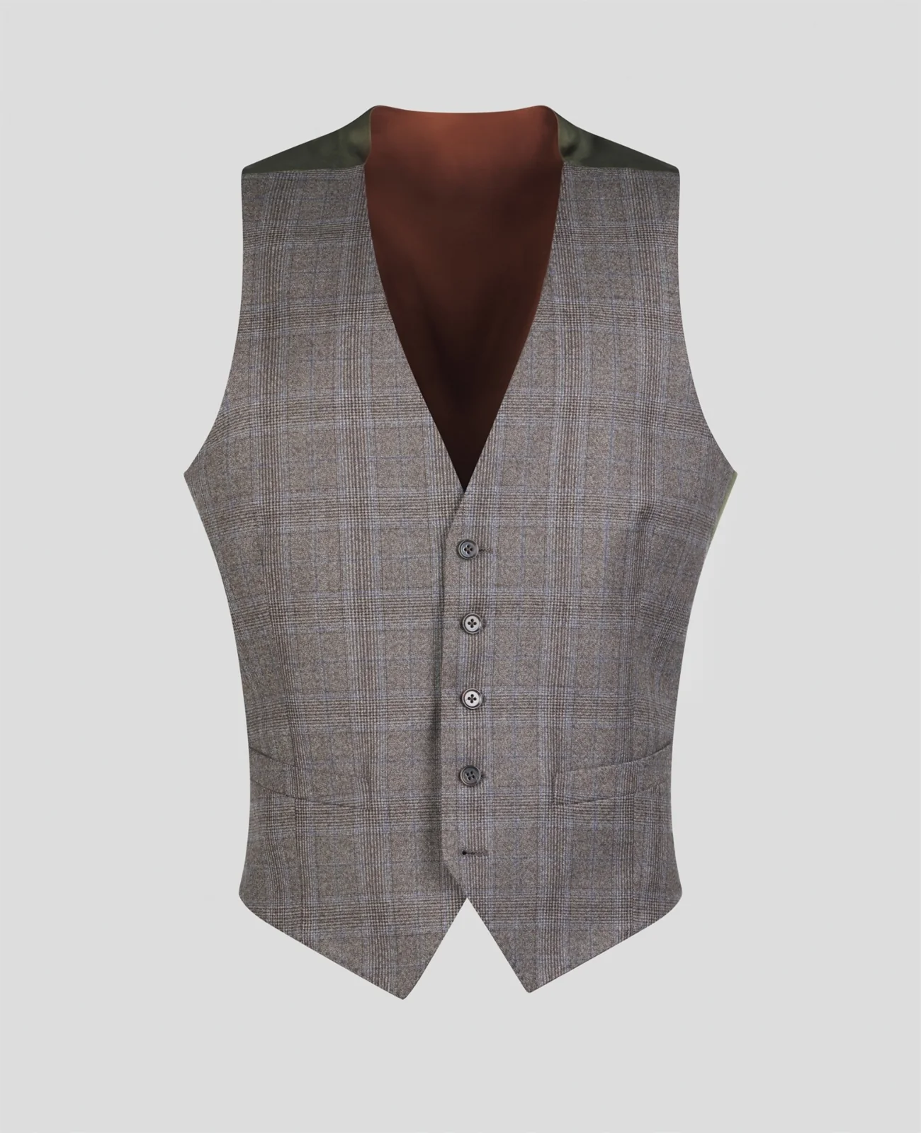 Glyde Suit Waistcoat in Oat & Chocolate Glencheck thumbnail 2