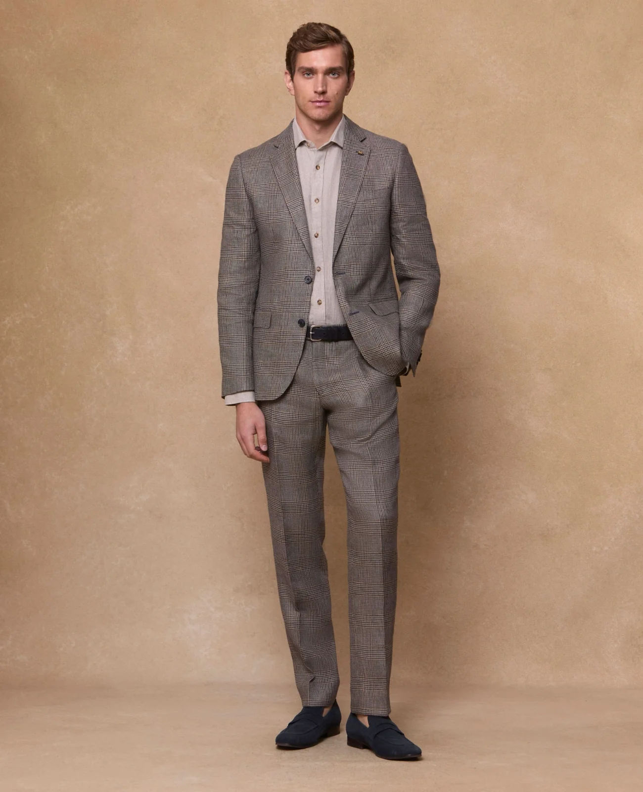 Grafton Irish Linen 2 Piece Suit - Brown Check primary image