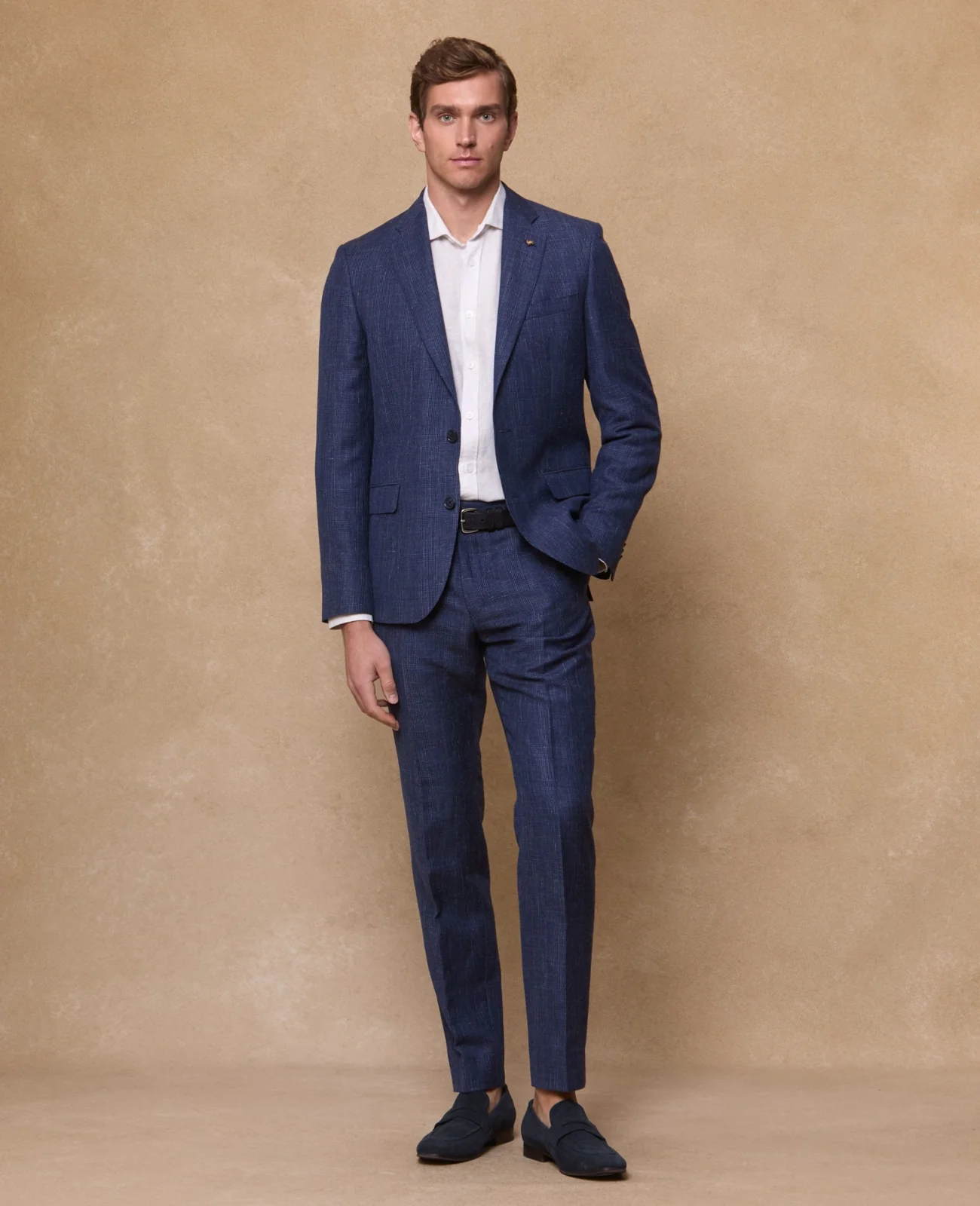 Grafton Wool/Linen 2 Piece Suit - Blue Check primary image