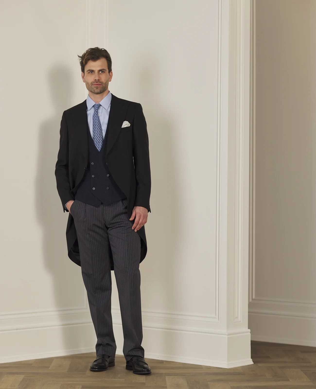 Grey Pinstripe Classic Fit Morning Trouser thumbnail 2