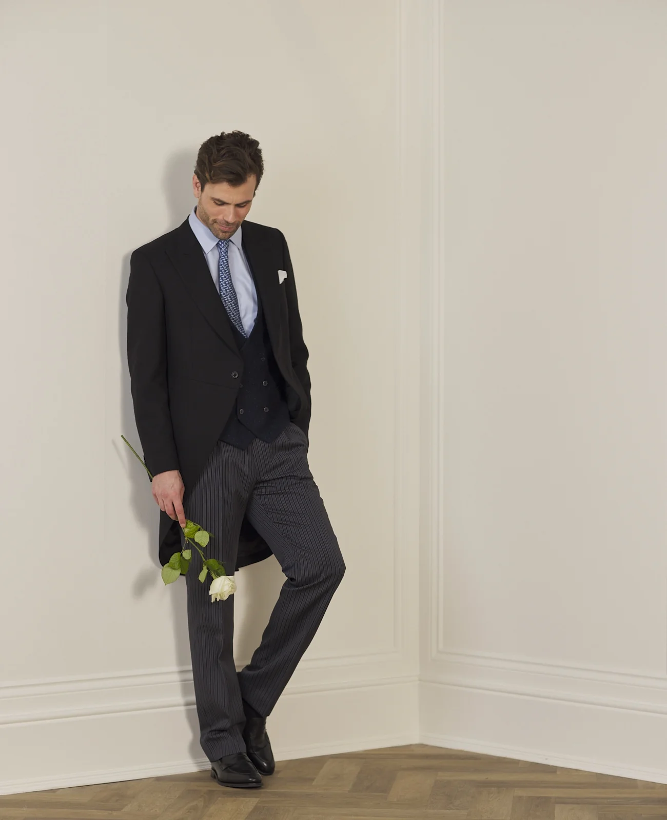 Grey Pinstripe Classic Fit Morning Trouser thumbnail 3